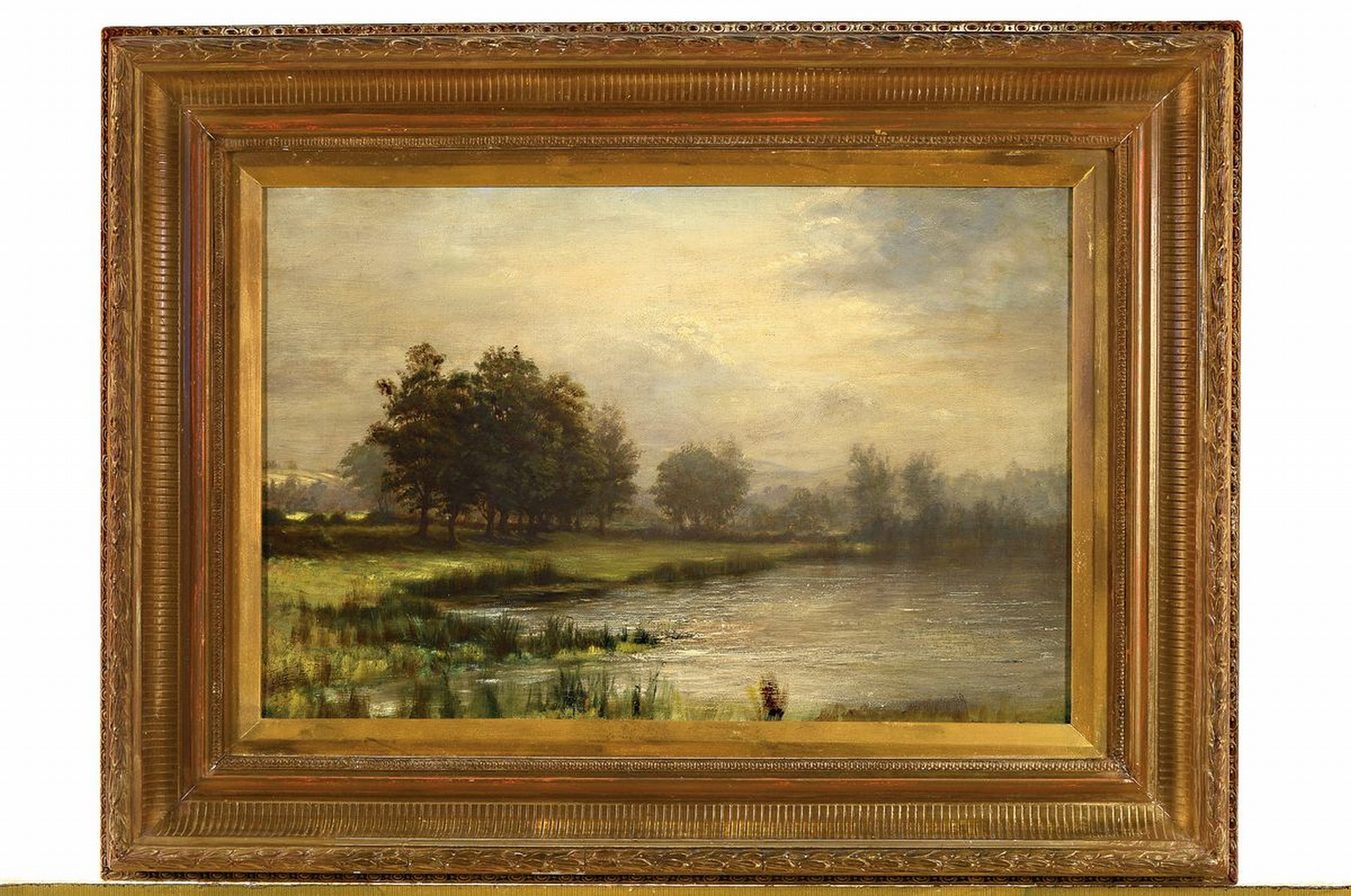Detail k: Englischer Maler, um 1860, rückseitig auf altem Etikett bezeichnet A.S. Brewster, Ruddington Loehr, Öl/Lwd, altere Restauration, ca. 31 x 46 cm, ...