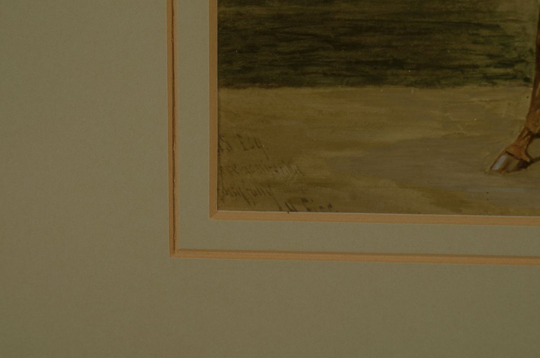 Detail a: H. Fieg, wohl englischer Maler, 2. Hälfte 19. Jh., Reiter zu Pferd, seitlich bez. US Esq....faith funny H. Fieg, teilweise unleserlich, Gouache auf ...