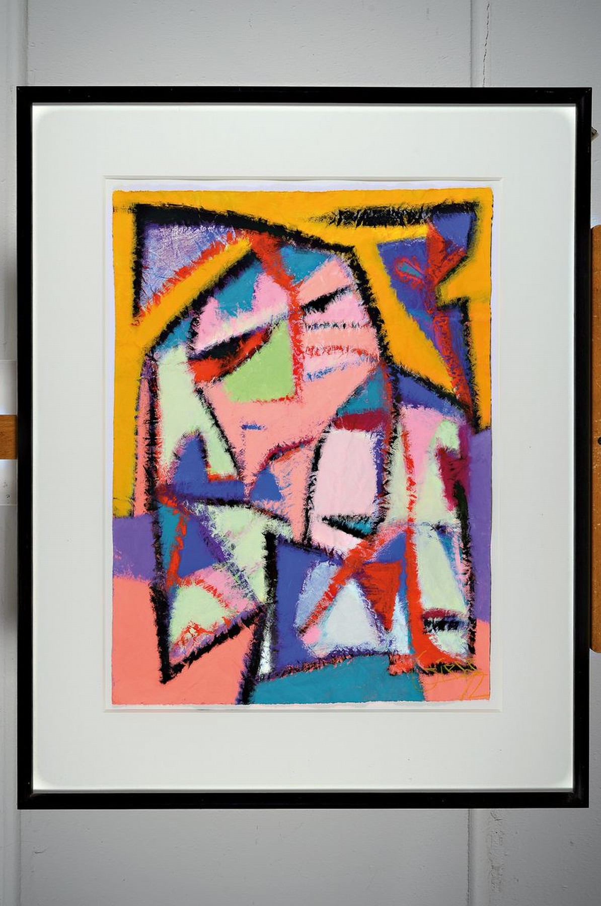 Detail k: Jost Giese, geb. 1953, "Die Maskischen", Tempera/Bütten, 1992, Kat. No. 508, rückseitig komplett mit Bleistift bezeichnet, vorderseitig ...