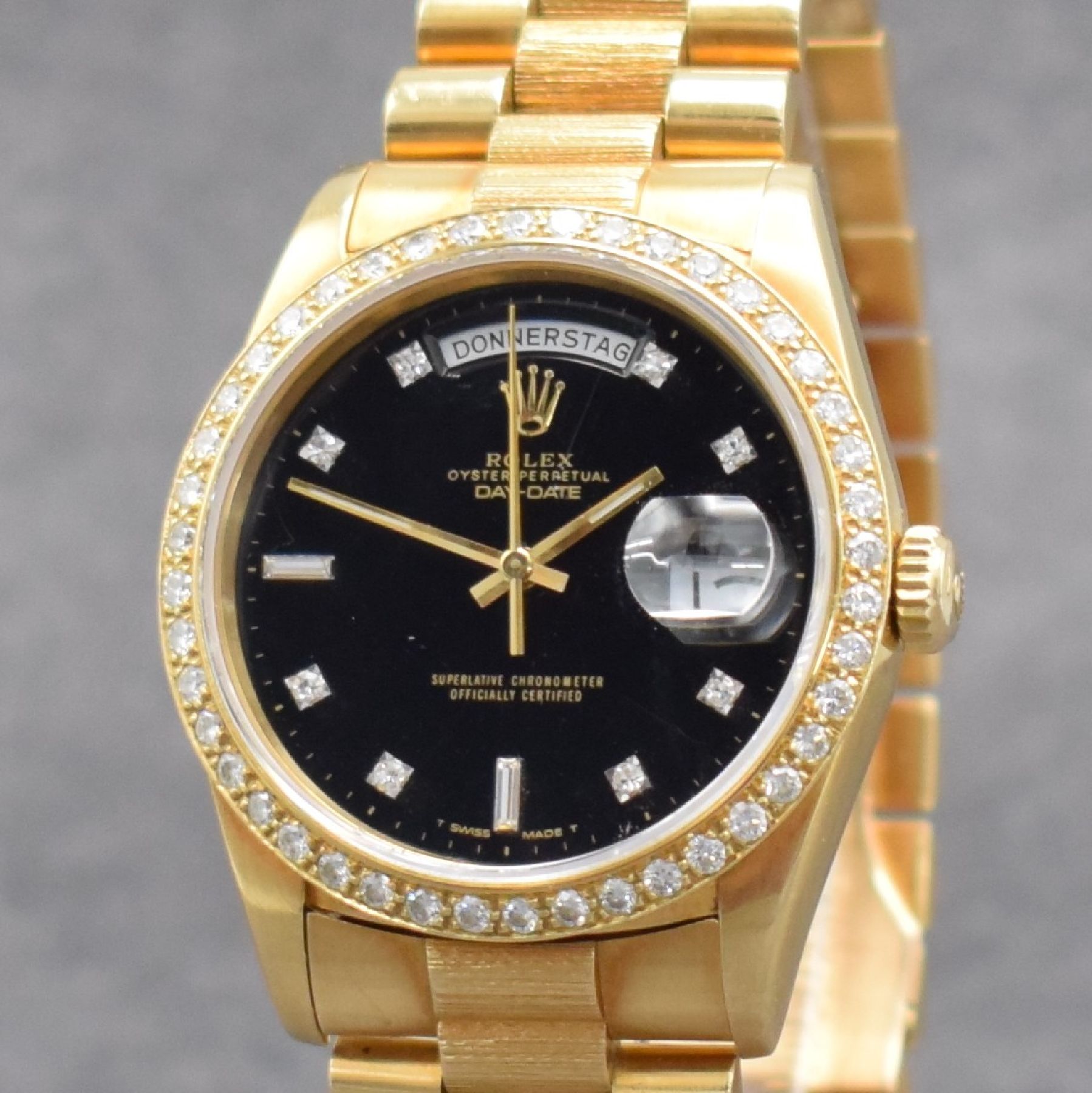 Detail c: ROLEX Oyster Perpetual Day-Date Herrenarmbanduhr in GG 750/000 Ref. 18248 mit original Zertifikat, Schweiz verk. 12/1989, Automatik, R-Serie, ...