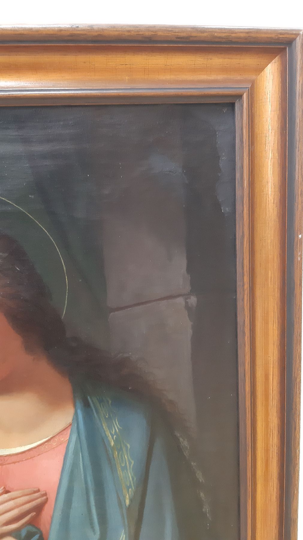 Detail e: Unbekannter Künstler, Italien, 2. Hälfte 19. Jh., Maria mit Gebetbuch vor einem Fenster mit Blick in idealisierte Landschaft, Öl/Lwd, ca. 80x60cm, ...