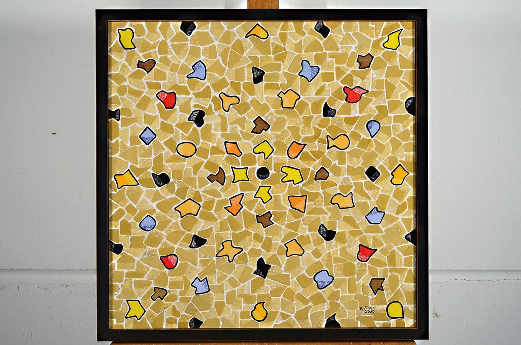 Detail k: Karin Maas, geb. 1952, Messen und Ausstellungen im In- und Ausland, Titel: Kleine Kostbarkeiten, abstrakte Komposition, Acryl/Lwd, re. unten sign., ...