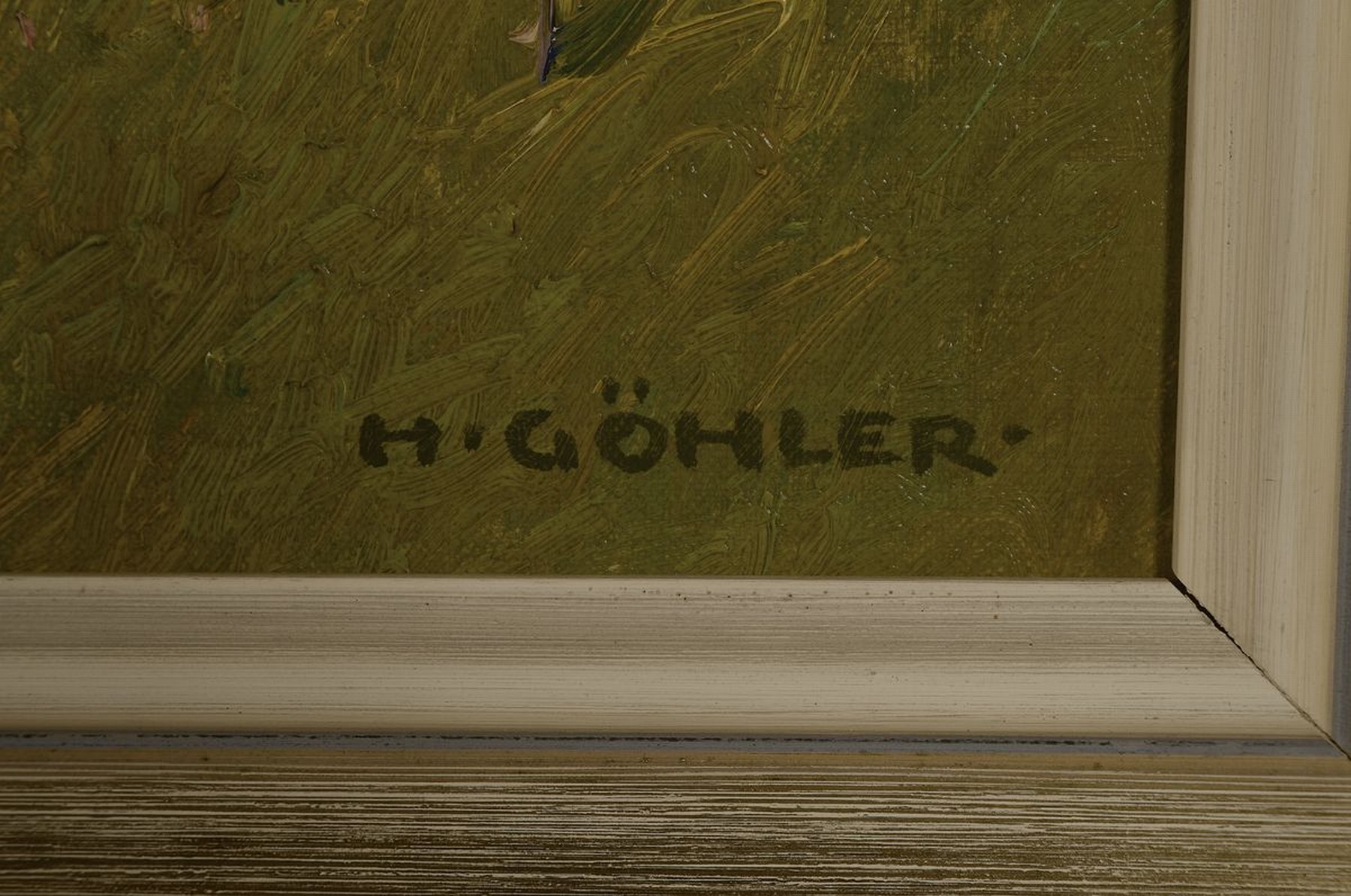 Detail a: Hermann Göhler, 1874 Neustadt/Wstr.-1959 Karlsruhe, Landschaft mit Regenbogen (Ammersee), rückseitig so betitelt, Öl/Lwd, rechts unten signiert, ...