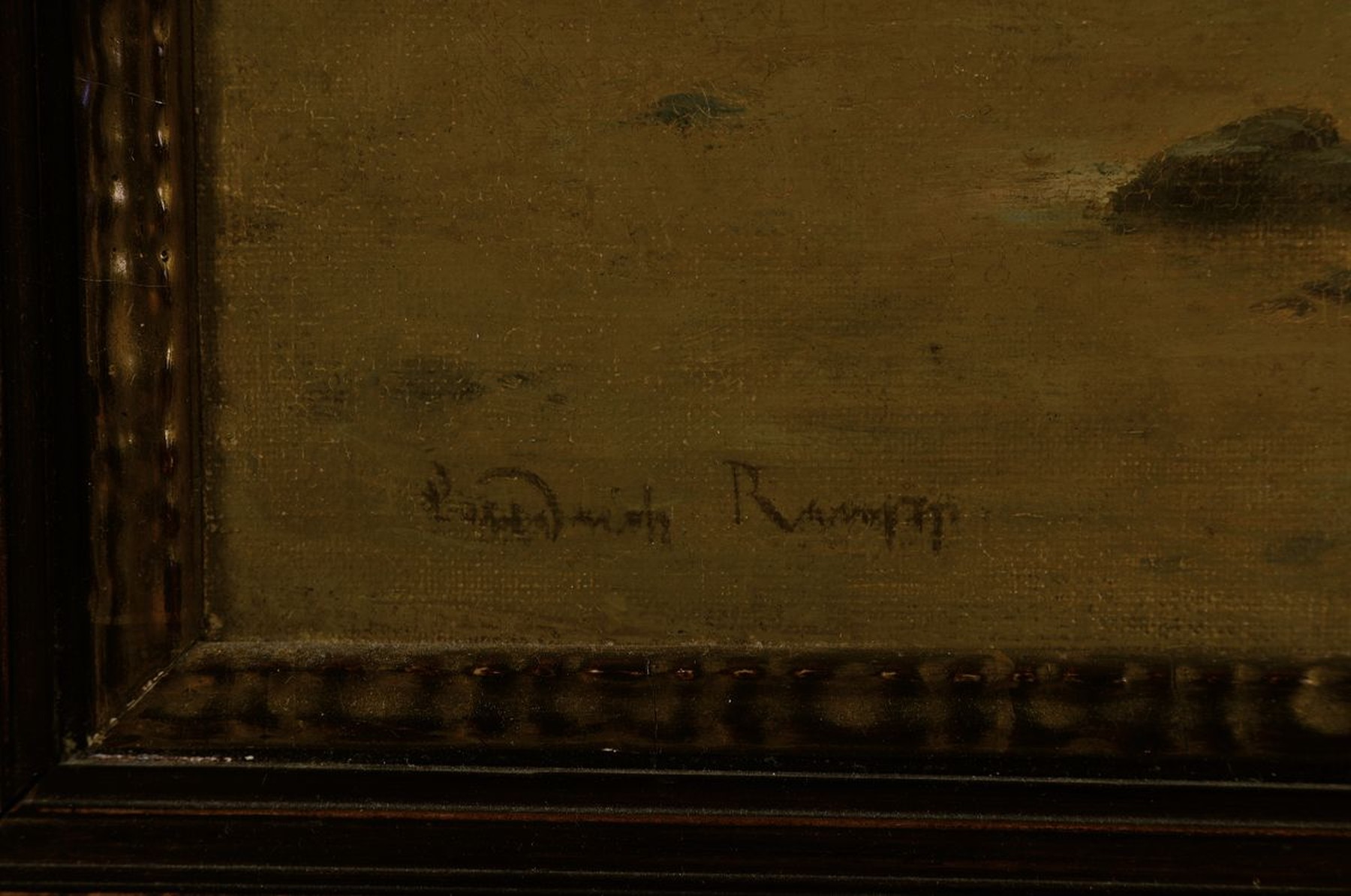 Detail a: Friedrich Raupp, 1871 Nürnberg - 1949 München, Küstenansicht, Öl/Malkarton, li. u. signiert, ca. 47 x 34 cm, breiter Holzrahmen