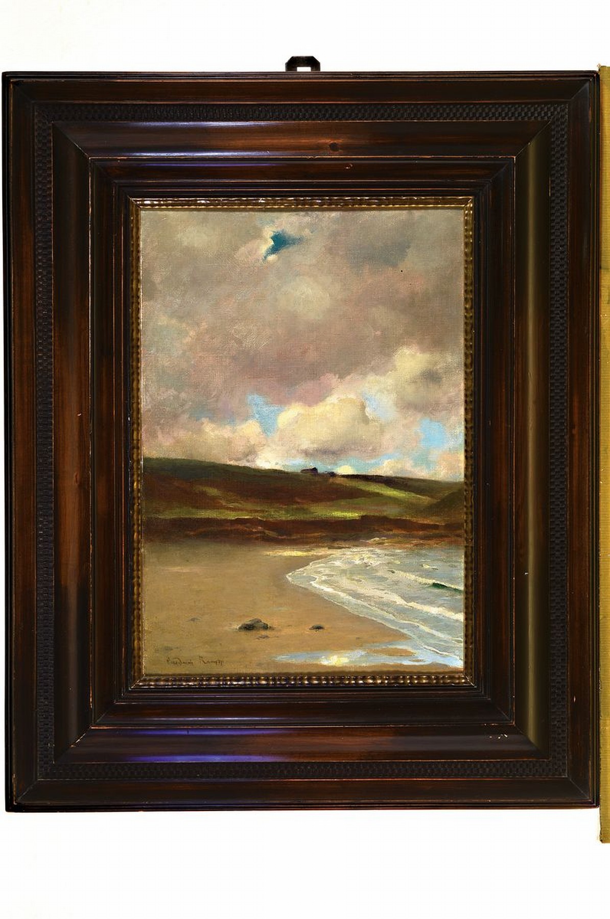 Detail k: Friedrich Raupp, 1871 Nürnberg - 1949 München, Küstenansicht, Öl/Malkarton, li. u. signiert, ca. 47 x 34 cm, breiter Holzrahmen