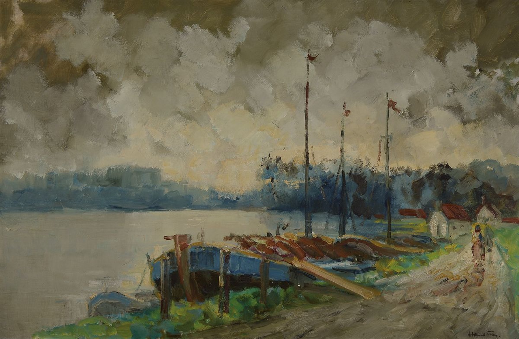 Hanns Fay, 1888 Frankenthal-1957 Neustadt, Am Rhein bei Speyer, rückseitig so betitelt, Öl/Lwd, rechts unten signiert, ca. 60x90cm, R. ca. 72x102cm