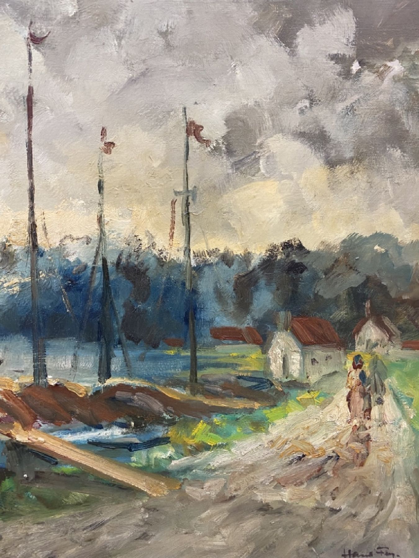 Detail f: Hanns Fay, 1888 Frankenthal-1957 Neustadt, Am Rhein bei Speyer, rückseitig so betitelt, Öl/Lwd, rechts unten signiert, ca. 60x90cm, R. ca. 72x102cm