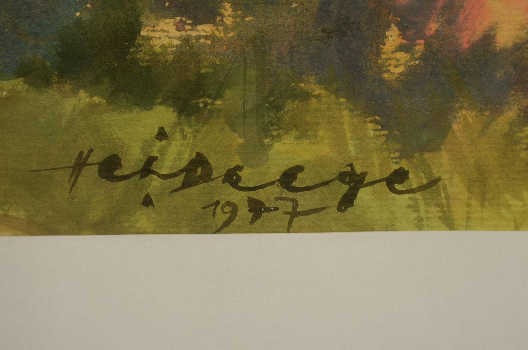 Detail a: Heiner Deege, 1920-2007 Haßloch, Herbst am Hambacher Schloß, Gouache auf Papier, rechts unten signiert und dat. 1977, ca. 53x68cm, PP, u.Gl., R. ...