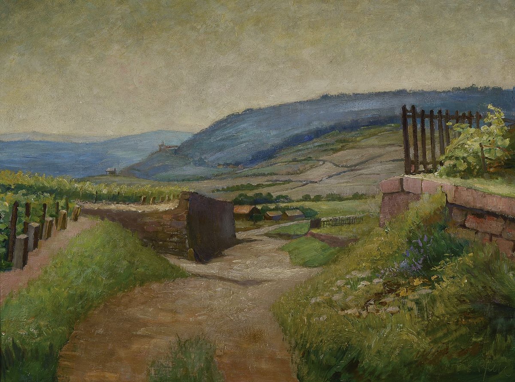 Ernst Pfau, 1879 Bad Wimpfen-1965 Bad Dürkheim, Landschaft in der Pfalz, Öl/Lwd, rechts unten signiert, ca. 60x80cm, R. ca. 74x94cm