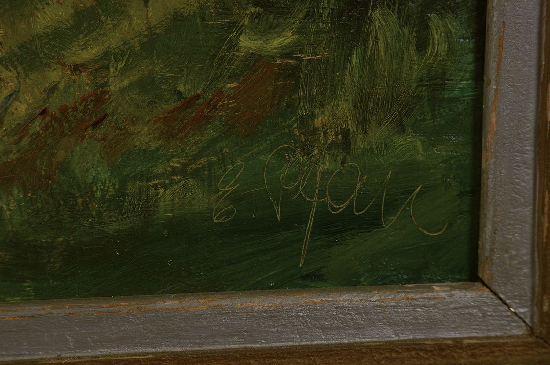 Detail a: Ernst Pfau, 1879 Bad Wimpfen-1965 Bad Dürkheim, Landschaft in der Pfalz, Öl/Lwd, rechts unten signiert, ca. 60x80cm, R. ca. 74x94cm