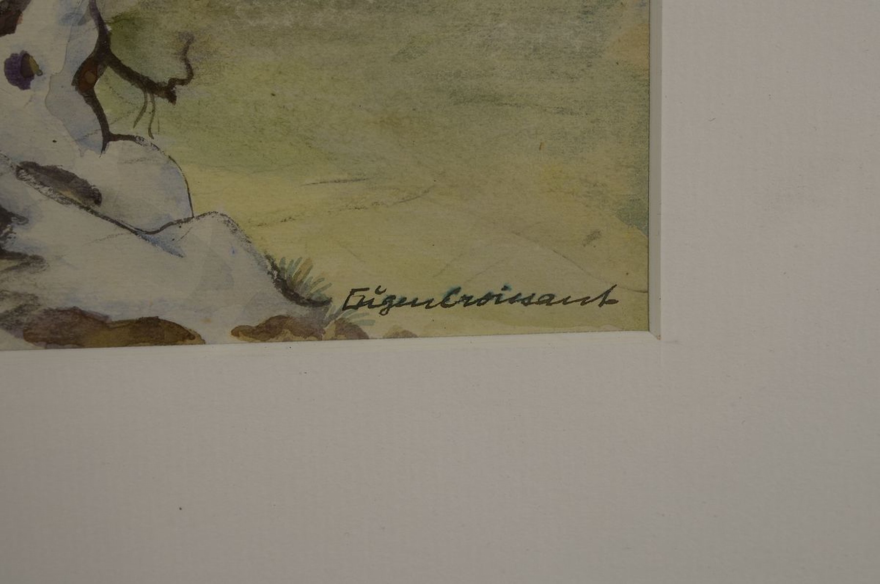 Detail a: Eugen Croissant, 1898 Landau-1976 Breitbrunn, verschneite Winterlandschaft, Aquarell auf Papier, rechts unten signiert, ca. 30x47cm, PP, u.Gl., R. ...