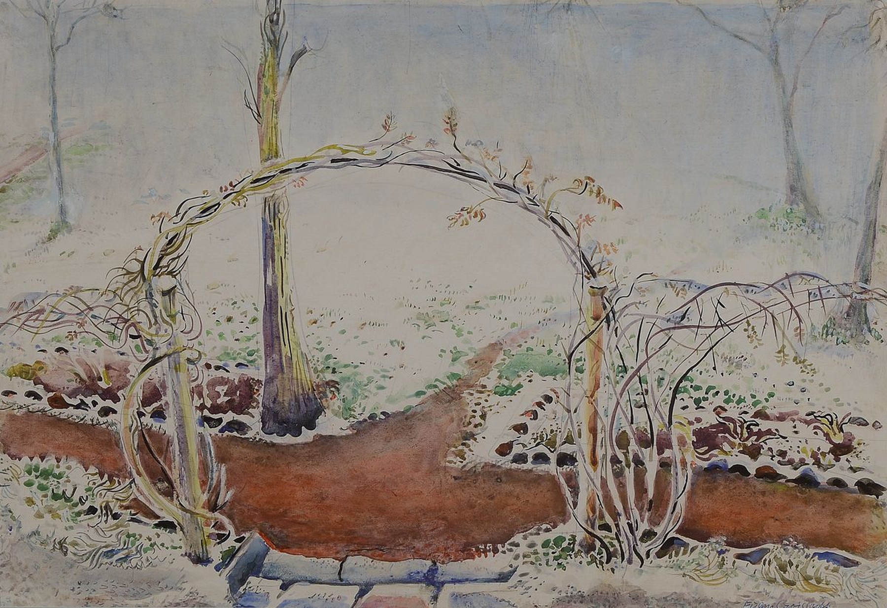 Eugen Croissant, 1898 Landau-1976 Breitbrunn, verschneite Winterlandschaft, Aquarell auf Papier, rechts unten signiert, ca. 30x47cm, PP, u.Gl., R. ...