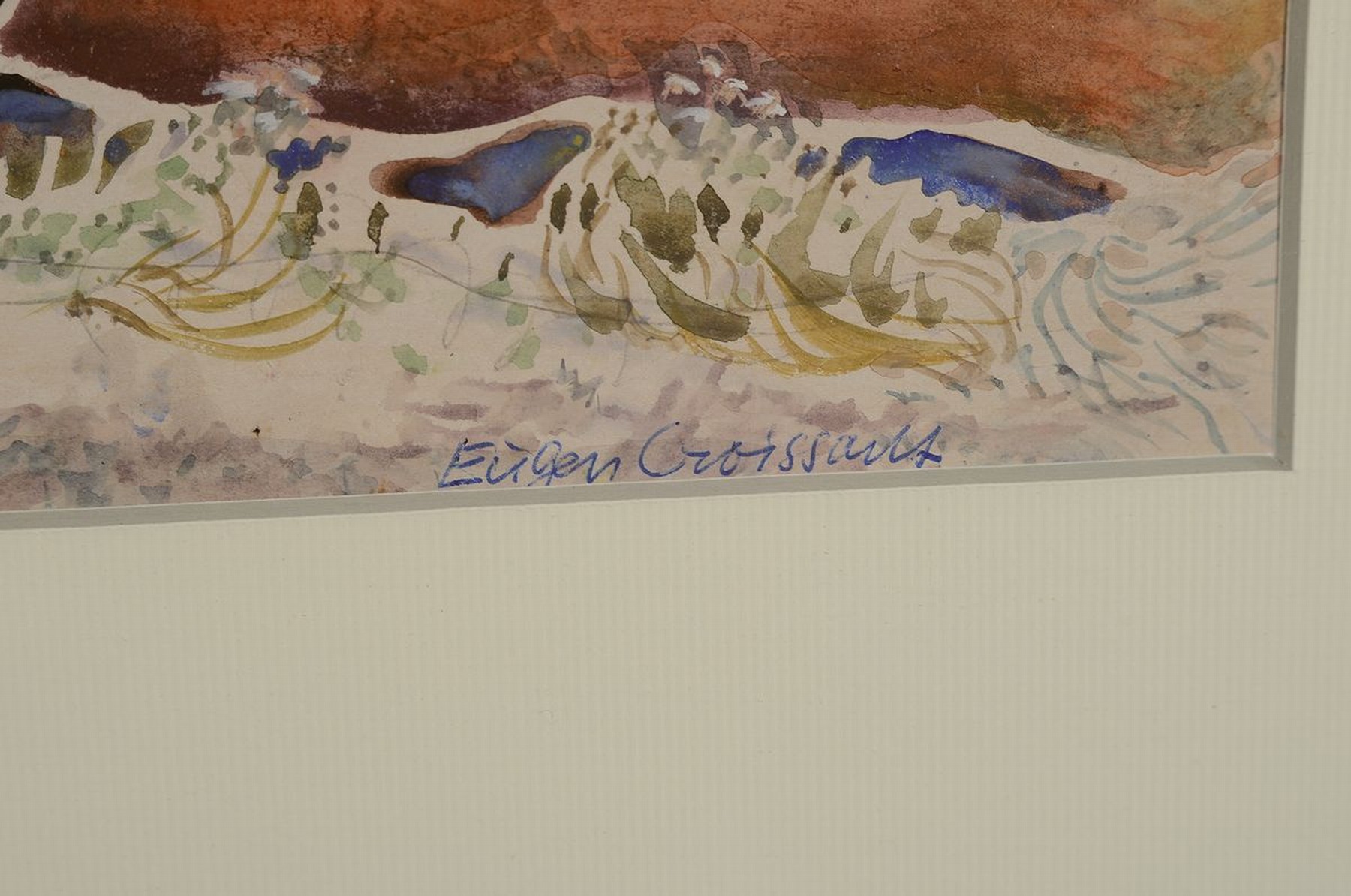 Detail a: Eugen Croissant, 1898 Landau-1976 Breitbrunn, verschneite Winterlandschaft, Aquarell auf Papier, rechts unten signiert, ca. 30x47cm, PP, u.Gl., R. ...
