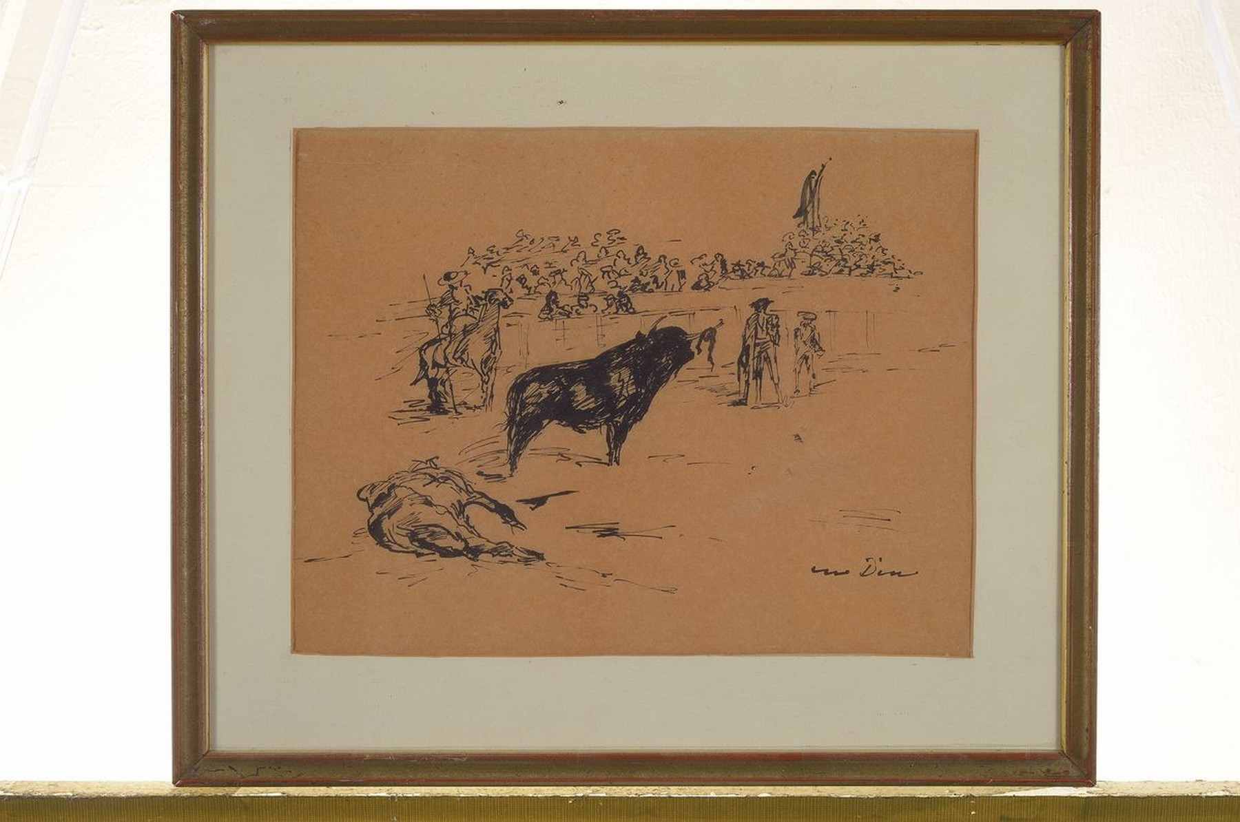 Detail k: Otto Dill, 1884 Neustadt - 1957 Bad Dürkheim, Tuschfederzeichnung, Stierkampfszene, li. unten signiert, ca. 22 x 28 cm