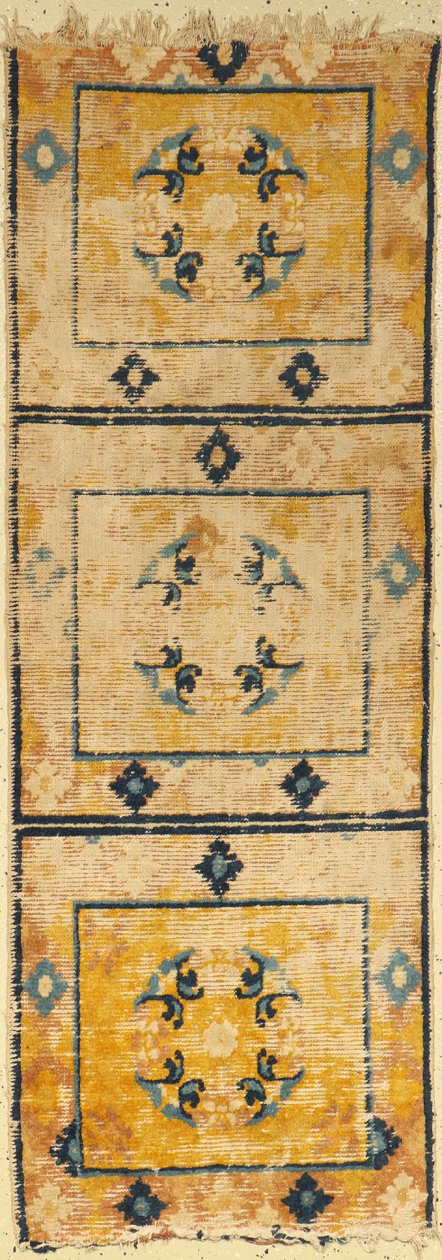 Ning Hsia Sitzmatten antik, Westchina, 18.Jhd., Wolle auf Baumwolle, ca. 168 x 58 cm,selten, EHZ: 5
