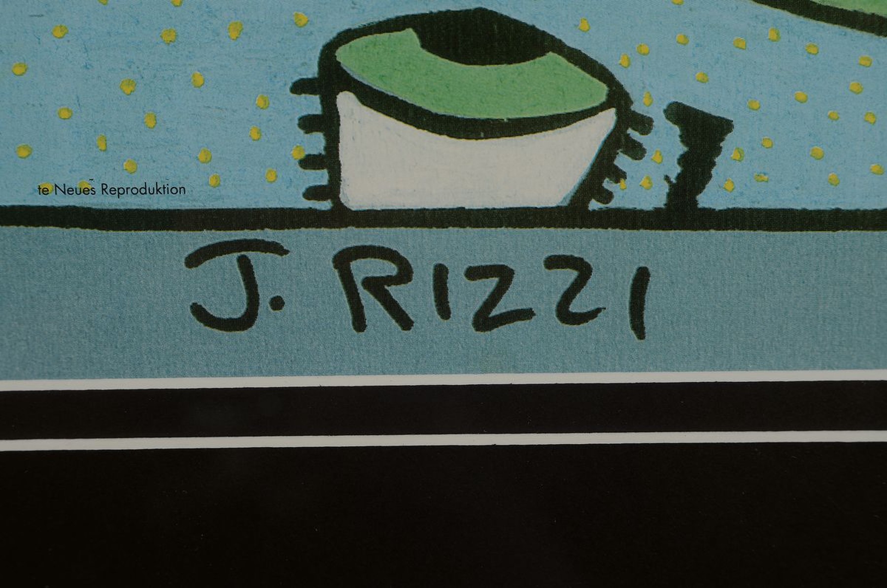 Detail a: James Rizzi, 1930-2011, Lithografie, "Talk, Talk", sign., unter Glas gerahmt, gesamt ca. 72x50 cm