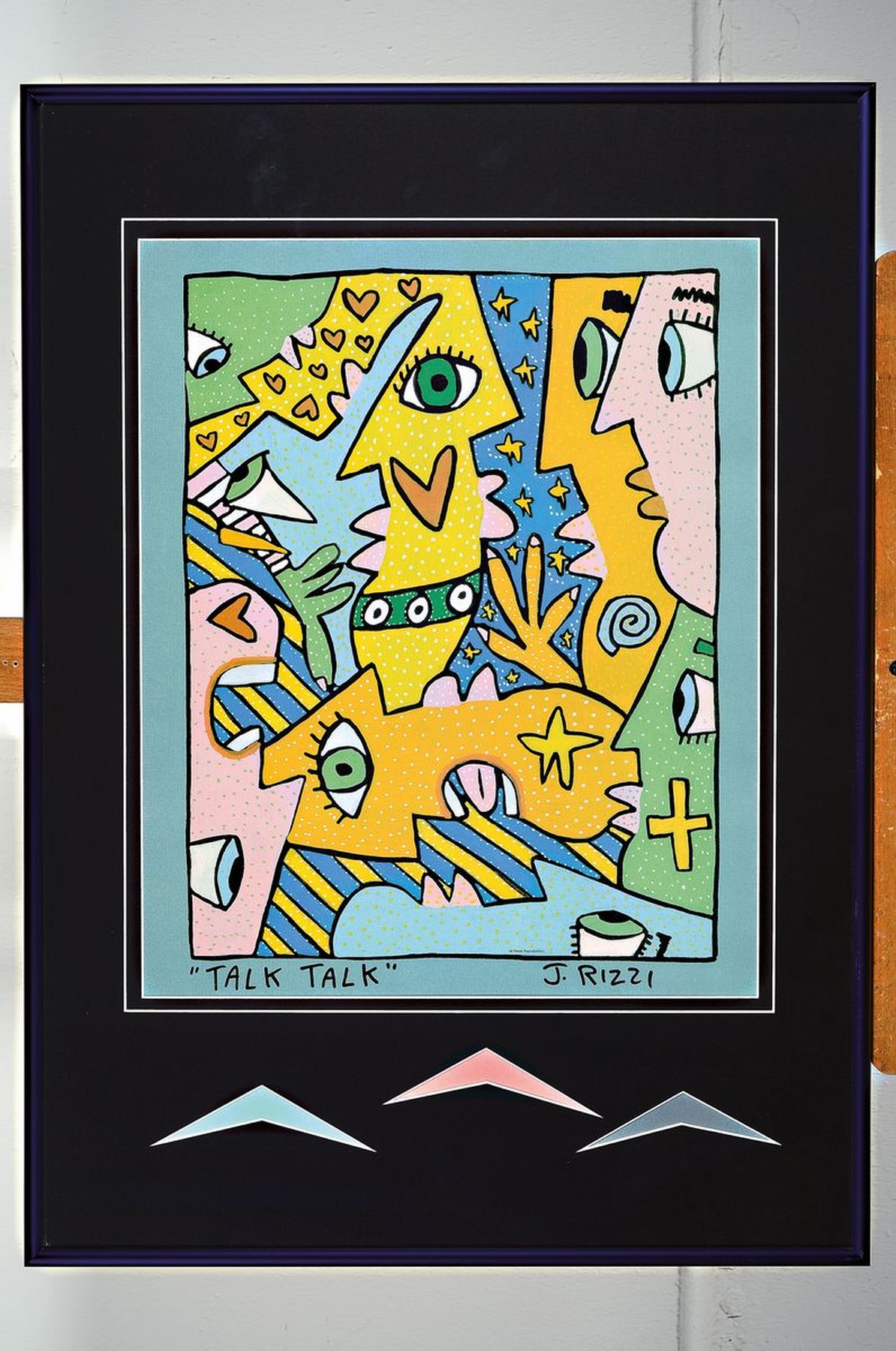 Detail k: James Rizzi, 1930-2011, Lithografie, "Talk, Talk", sign., unter Glas gerahmt, gesamt ca. 72x50 cm