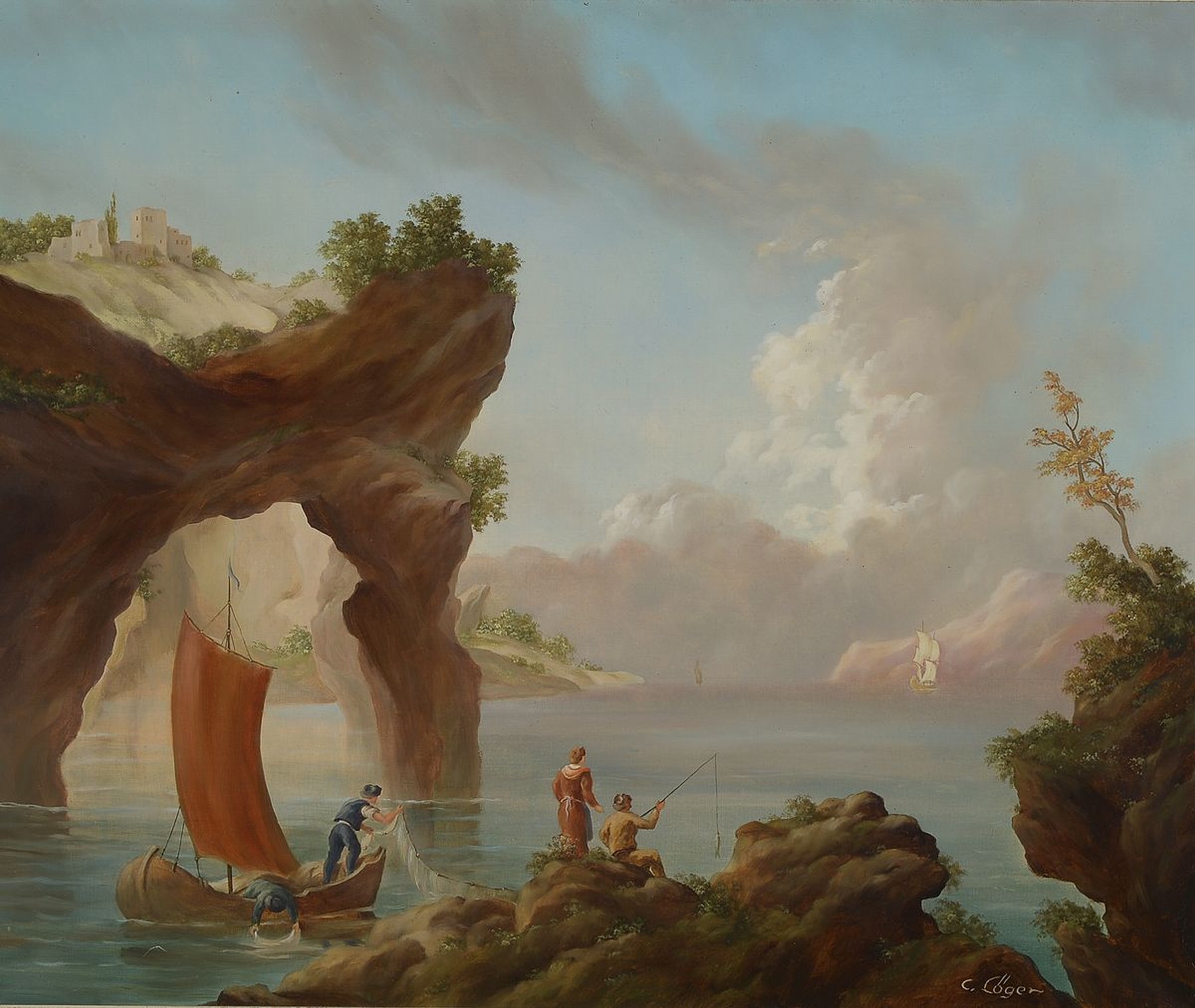 Carl Löger, 1896 Wien-1978, Traditionalist, romantische Studie, im Gemäldebrief so betitelt, Öl/Lwd, ca. 50x60cm, R. ca. 64x75cm