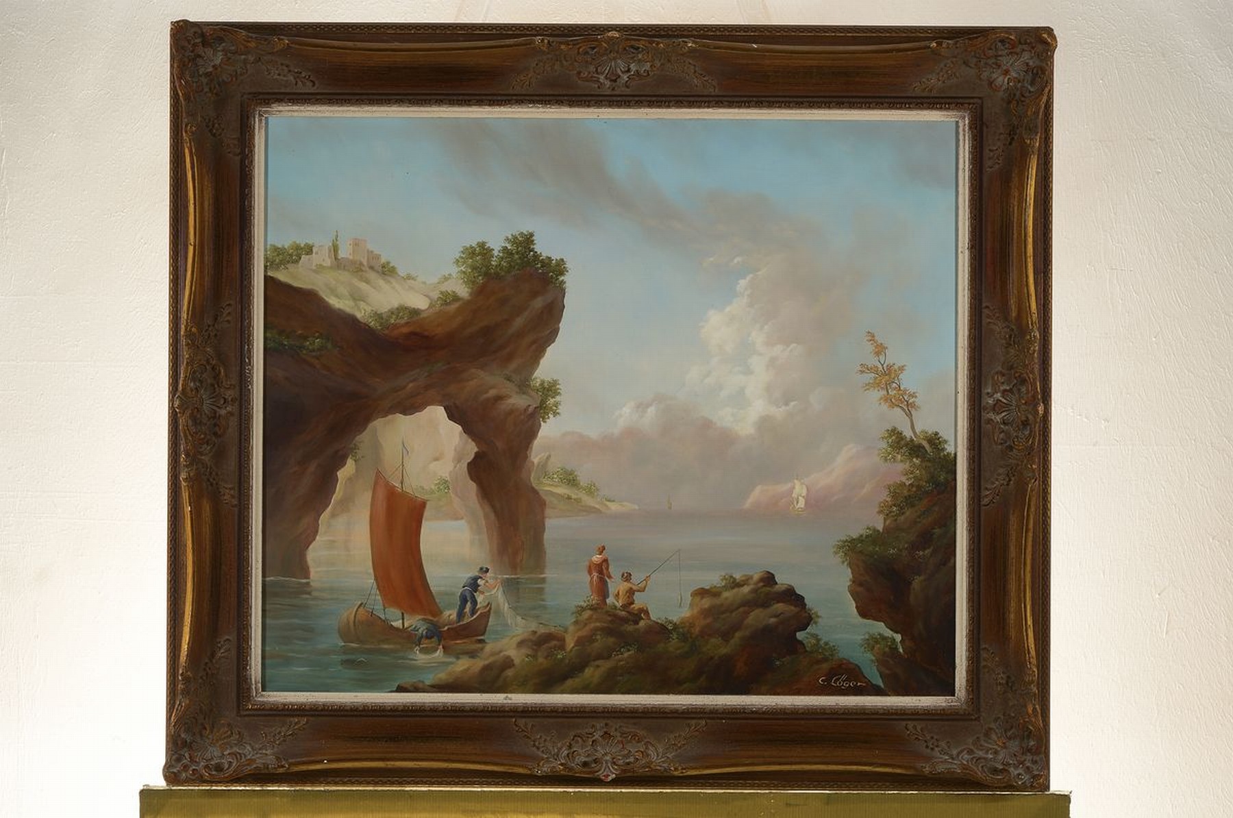 Detail k: Carl Löger, 1896 Wien-1978, Traditionalist, romantische Studie, im Gemäldebrief so betitelt, Öl/Lwd, ca. 50x60cm, R. ca. 64x75cm
