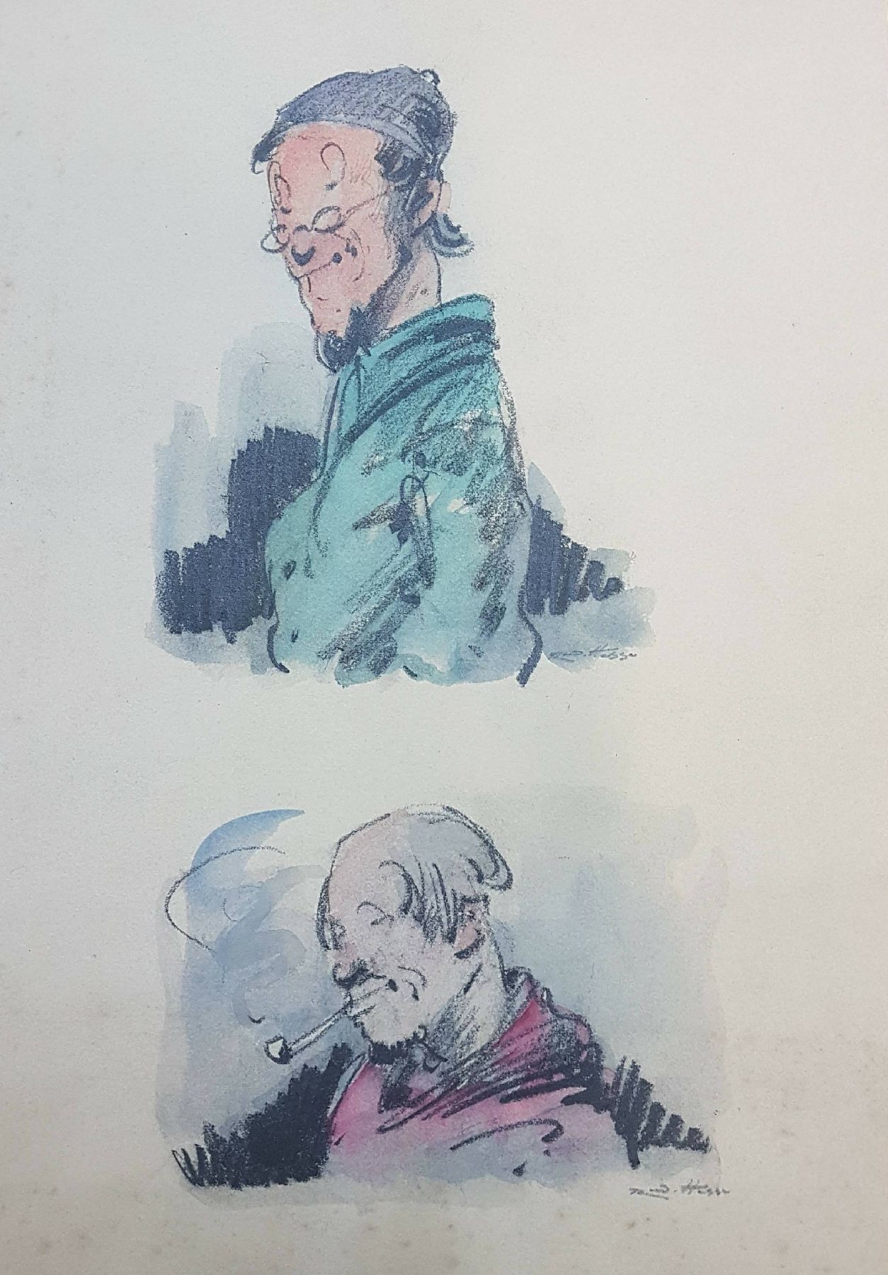 Detail b: Rudolf Hesse, 1871 Saarlouis-1944 München, 6 Tusche- und Bleistiftzeichnungen, davon 4 mit skizzenhaftem Charakter, eine koloriert, signiert, Papier ...