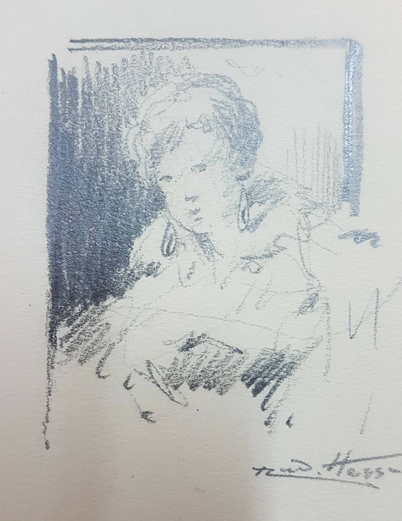 Detail d: Rudolf Hesse, 1871 Saarlouis-1944 München, 6 Tusche- und Bleistiftzeichnungen, davon 4 mit skizzenhaftem Charakter, eine koloriert, signiert, Papier ...