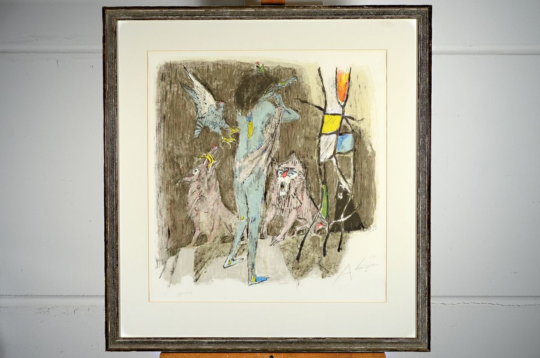 Detail k: Alois Carigiet, 1902- 1985, war ein schweizer Maler, Zeichnet und Kinderbuchautor,hier: Farblithografie, sign., dat. 67, unter Glas gerahmt, gesamt ...