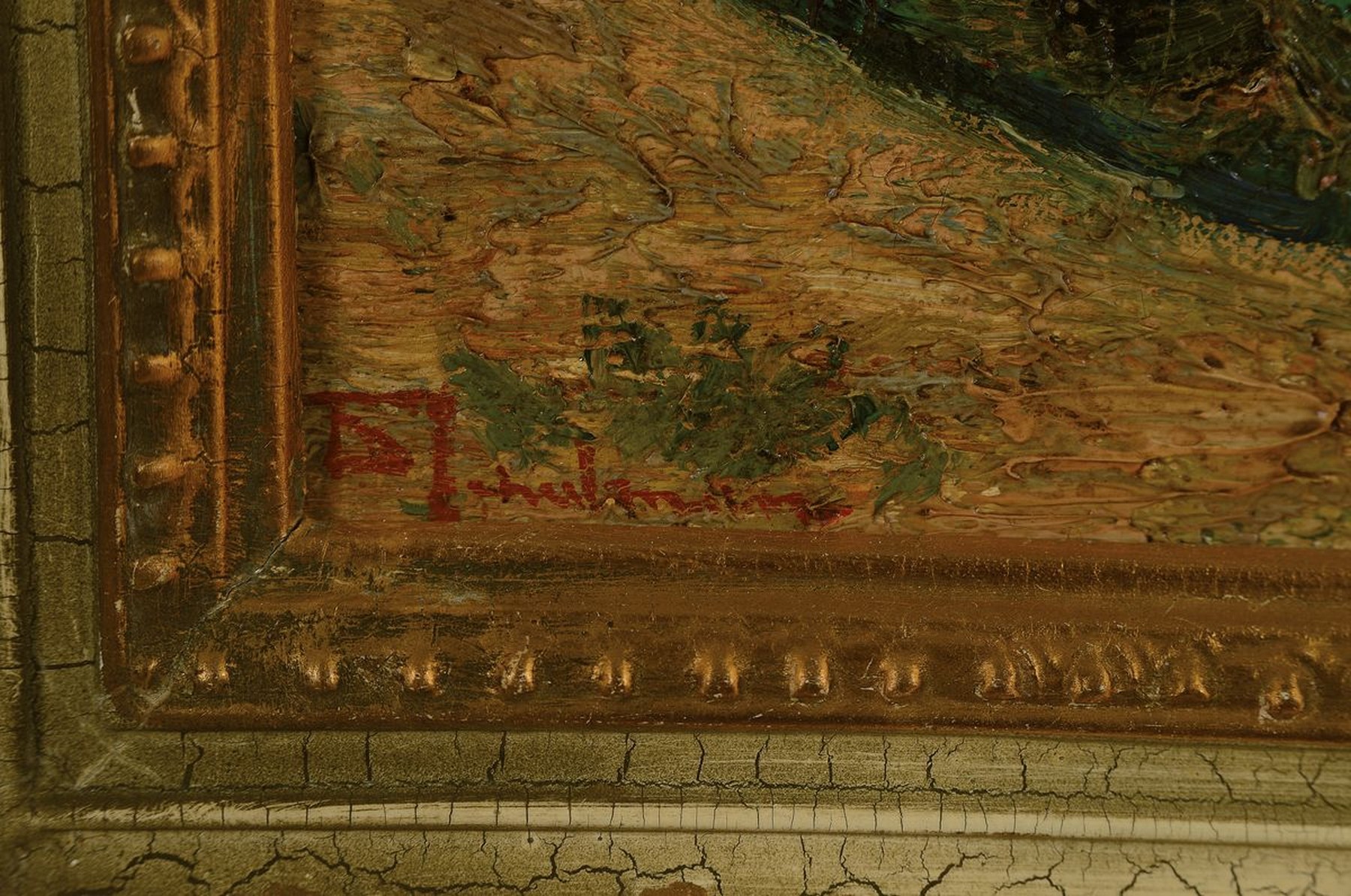Detail a: David Schulman, 1881 Hilversum-1966 Laren, Blick in den Park, Öl/Lwd, links unten sign., 41x51cm, R.ca. 53x63cm