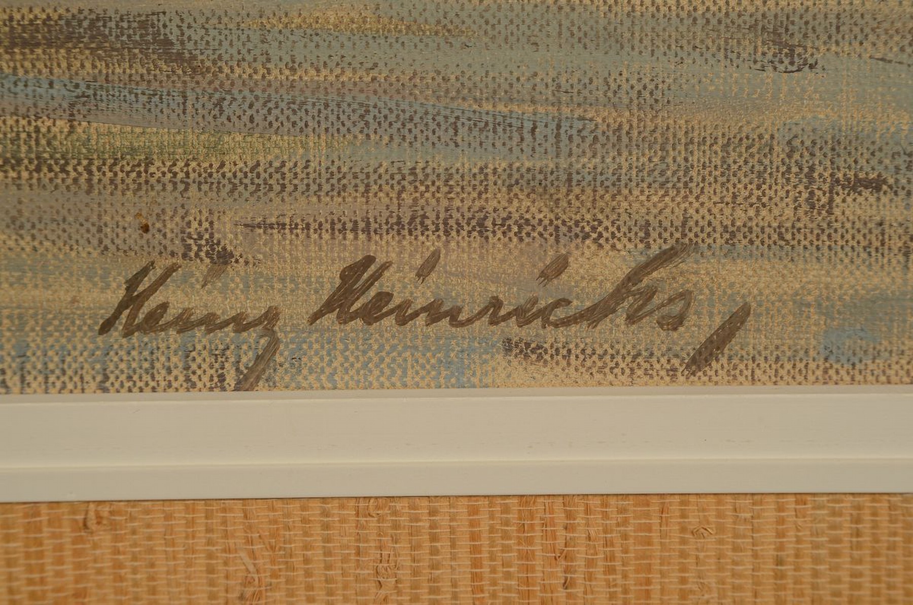 Detail a: Heinz Heinrichs, 1886 Aachen - 1957 Berlin, Stadtansicht mit Personen, Öl/Malkarton signiert, ca. 83 x 67 cm, Rahmen