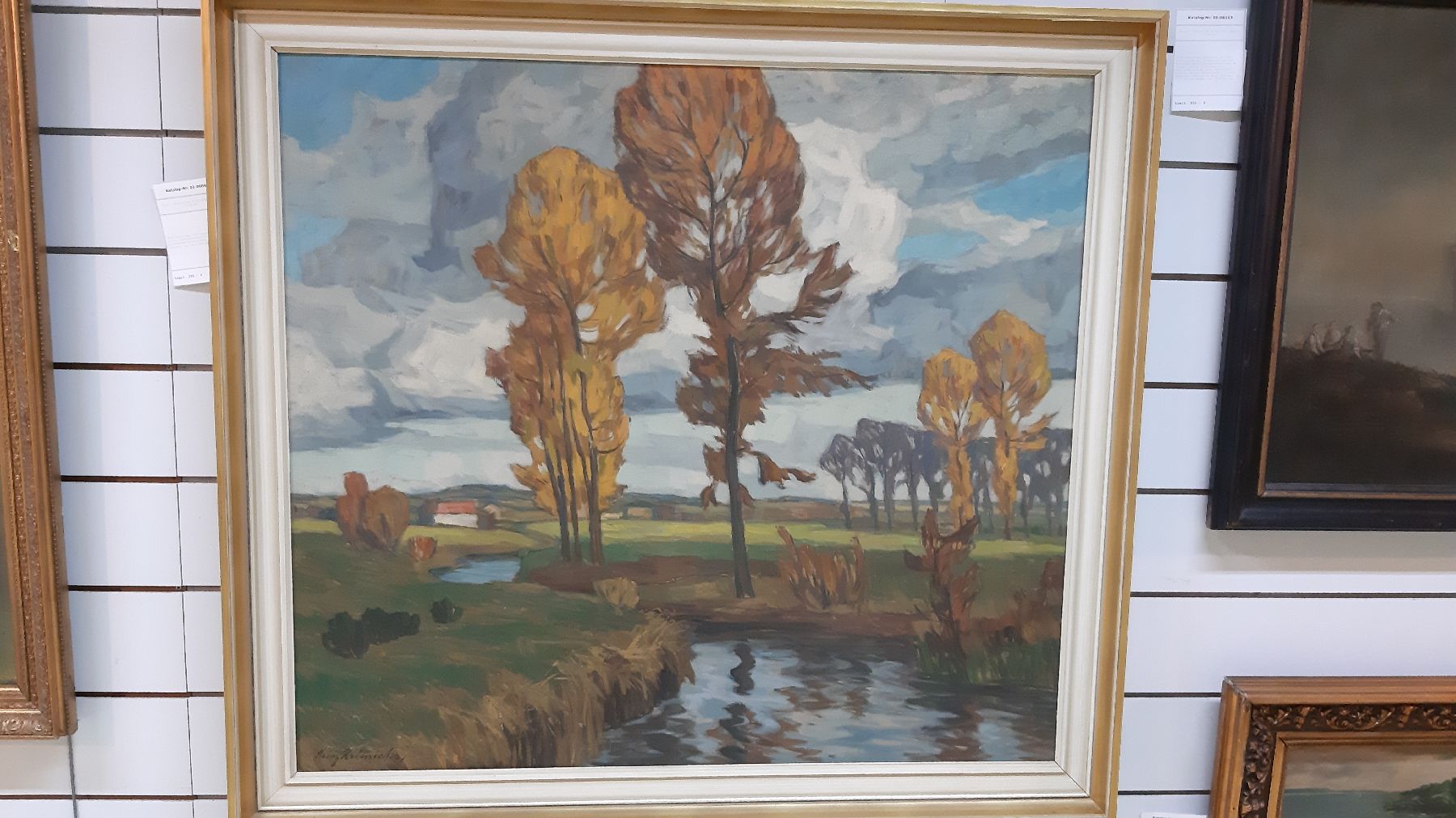 Detail b: Heinz Heinrichs, 1886 Aachen - 1957 Berlin, Landschaftsdarstellung mit aufziehenden Wolkenformationen, signiert, ca. 100 x 106 cm, Rahmen