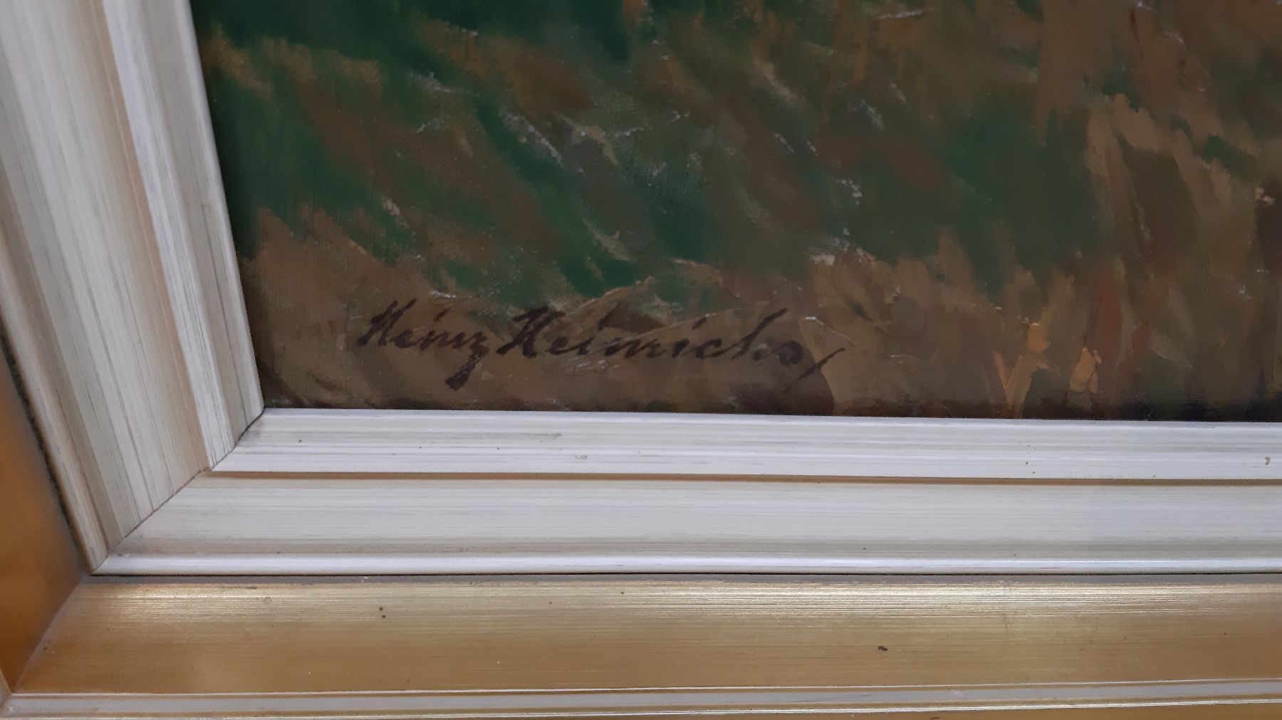 Detail c: Heinz Heinrichs, 1886 Aachen - 1957 Berlin, Landschaftsdarstellung mit aufziehenden Wolkenformationen, signiert, ca. 100 x 106 cm, Rahmen