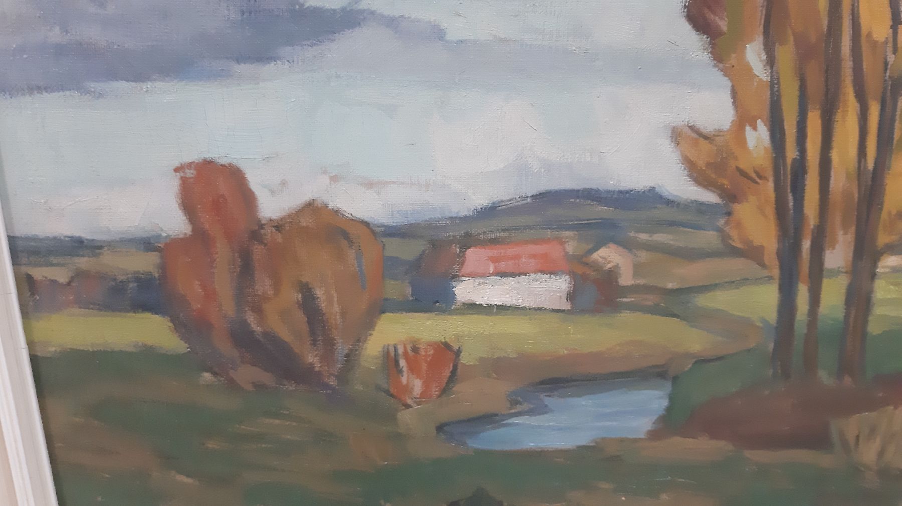Detail d: Heinz Heinrichs, 1886 Aachen - 1957 Berlin, Landschaftsdarstellung mit aufziehenden Wolkenformationen, signiert, ca. 100 x 106 cm, Rahmen