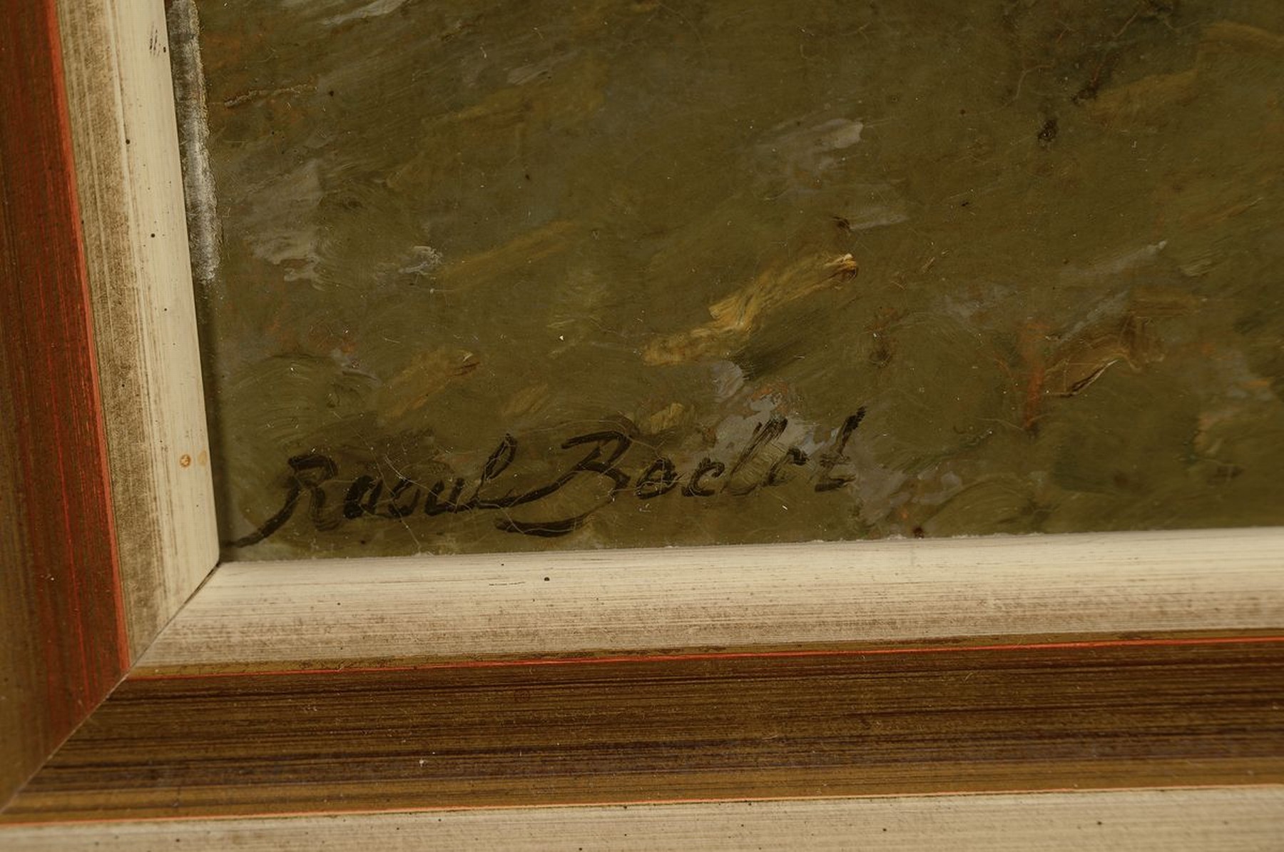 Detail a: Raoul Berlot/Bercot, wohl belgischer Maler, um 1920/30, städtische Straßenszene, Öl/Lwd, signiert, ca. 48x 81 cm, Rahmen