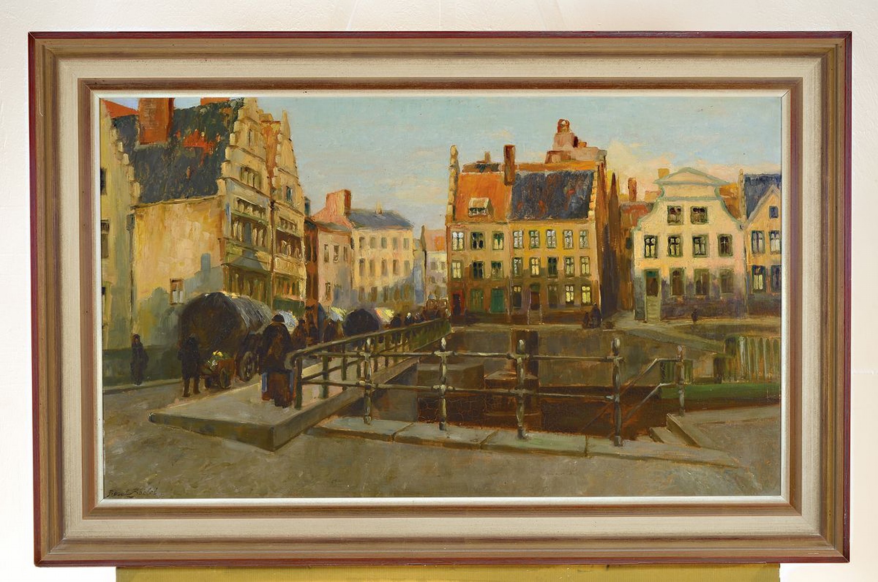 Detail k: Raoul Berlot/Bercot, wohl belgischer Maler, um 1920/30, städtische Straßenszene, Öl/Lwd, signiert, ca. 48x 81 cm, Rahmen