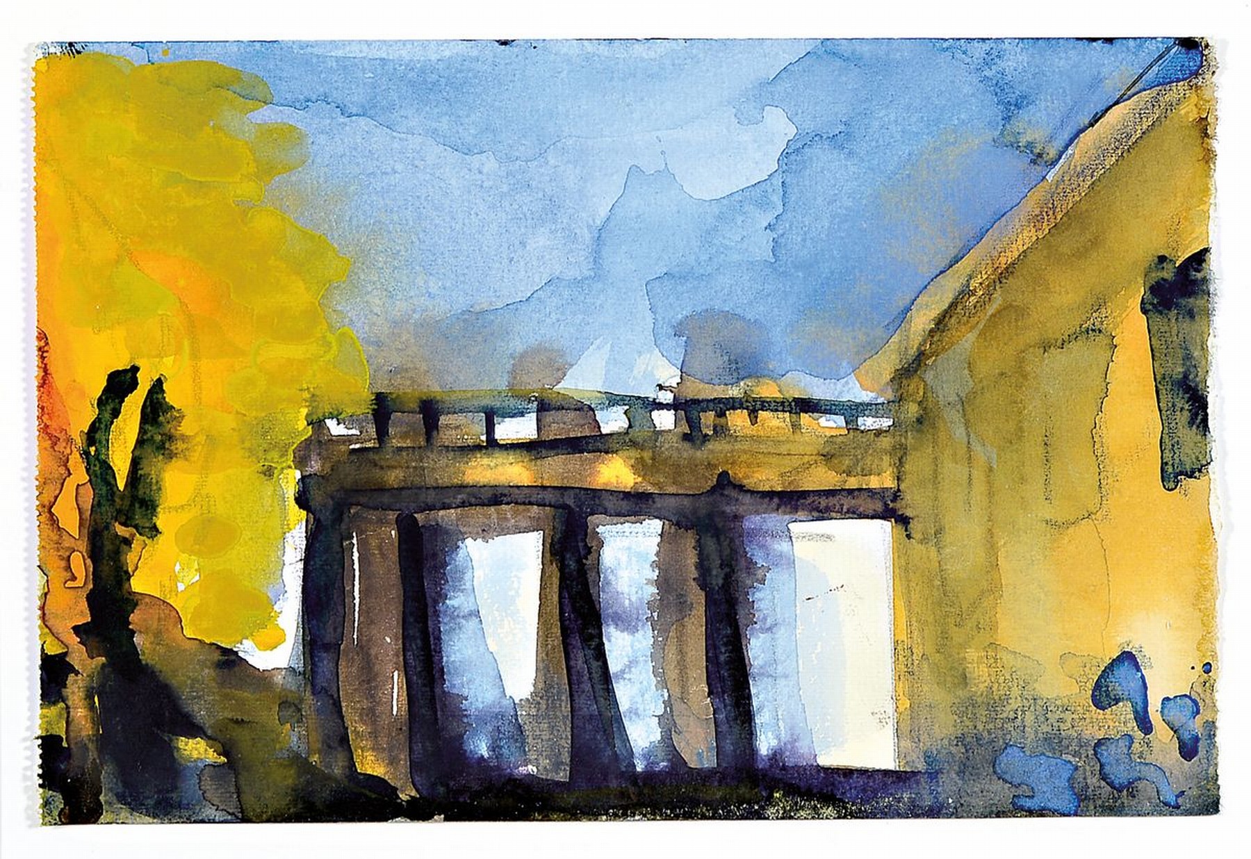 Klaus Fußmann, geb. 1938, Villa Ludwigshöhe in Edenkoben, Aquarell auf Büttenpapier, signiert und dat. 98, ca. 14.5x22cm, PP, u.Gl., R. ca. 35x42cm