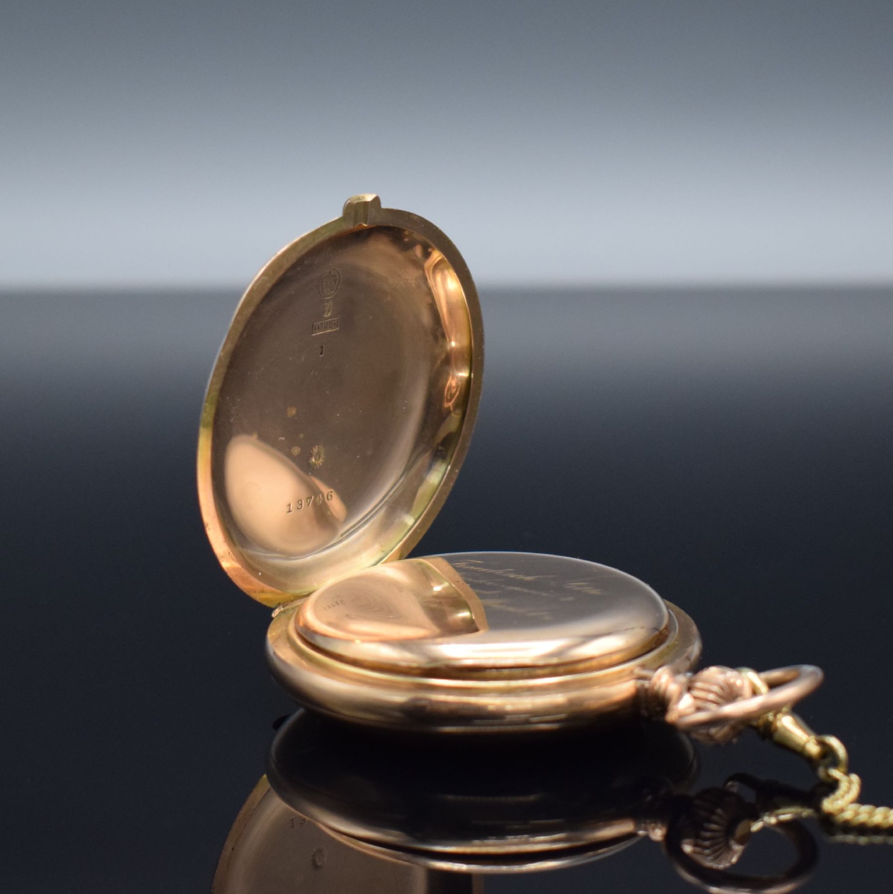 Detail e: FRIEDRICH SITTO Wien interessante & schwere Savonette mit Widmung von Friedrich Prinz zu Sayn und Wittgenstein in RoseG 585/000, um 1902, massives ...