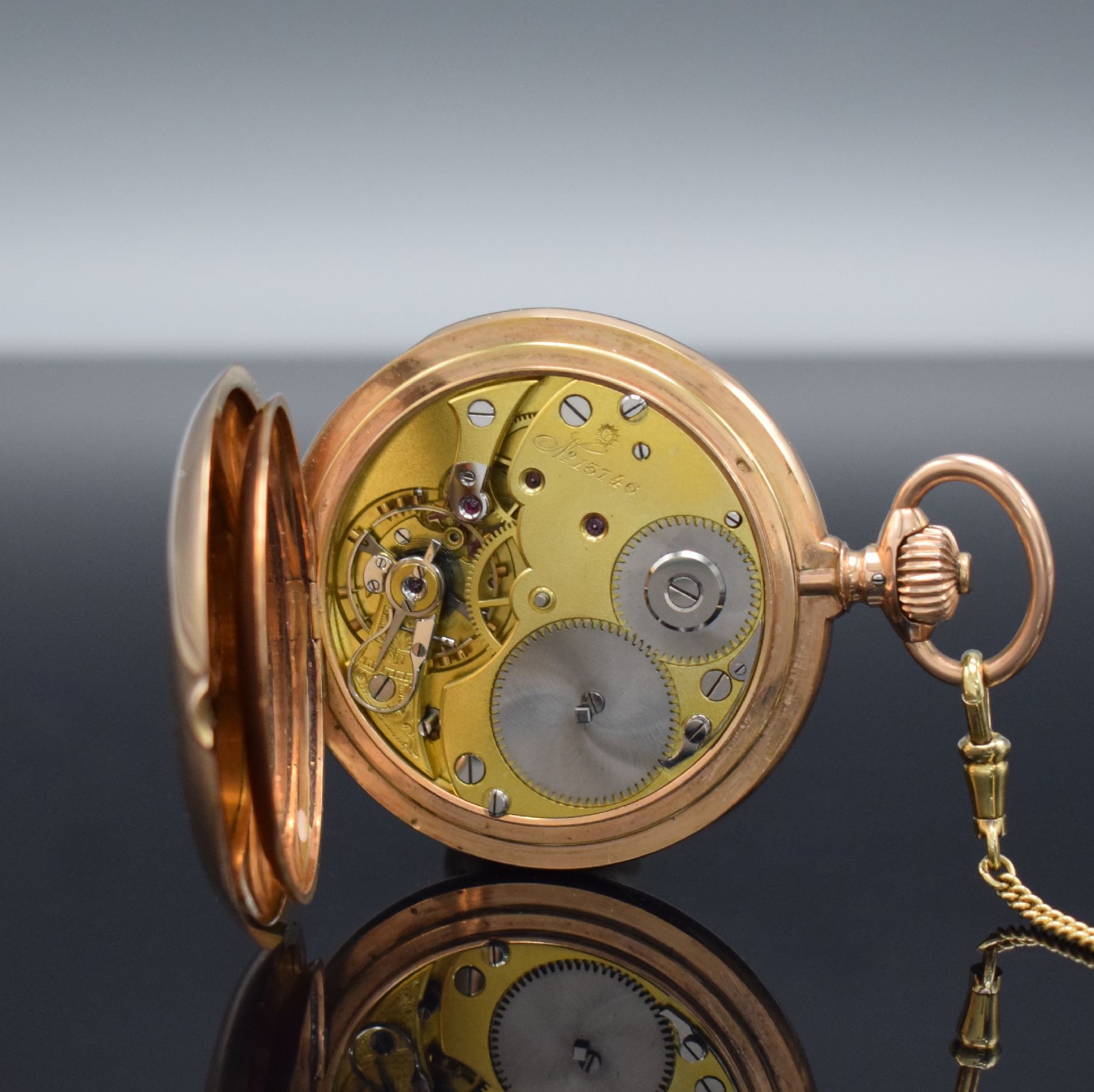 Detail h: FRIEDRICH SITTO Wien interessante & schwere Savonette mit Widmung von Friedrich Prinz zu Sayn und Wittgenstein in RoseG 585/000, um 1902, massives ...