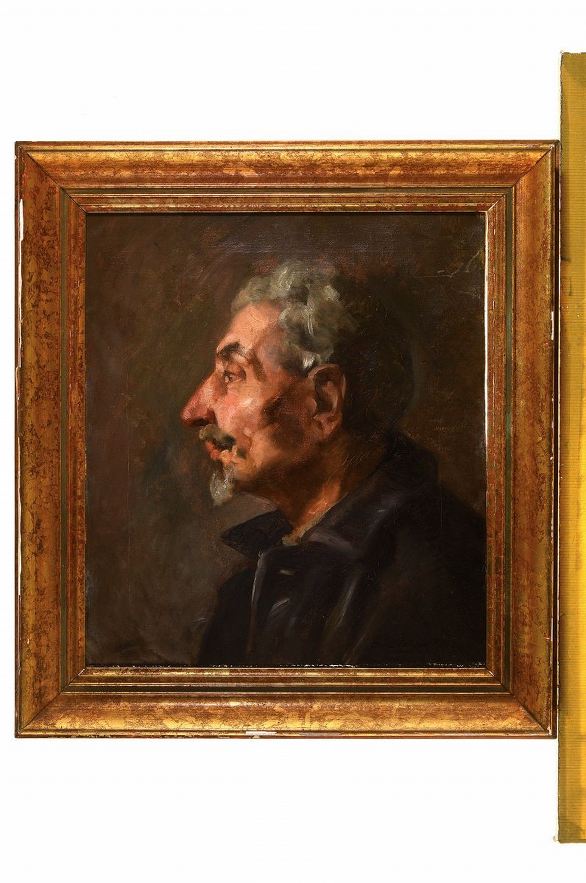 Detail k: Albert Wachter, Maler der Münchener Schule, 19./20. Jh., Profilporträt eines Mannes mit Spitzbart, Öl/Lwd, links unten signiert: Alb. Wachter ...