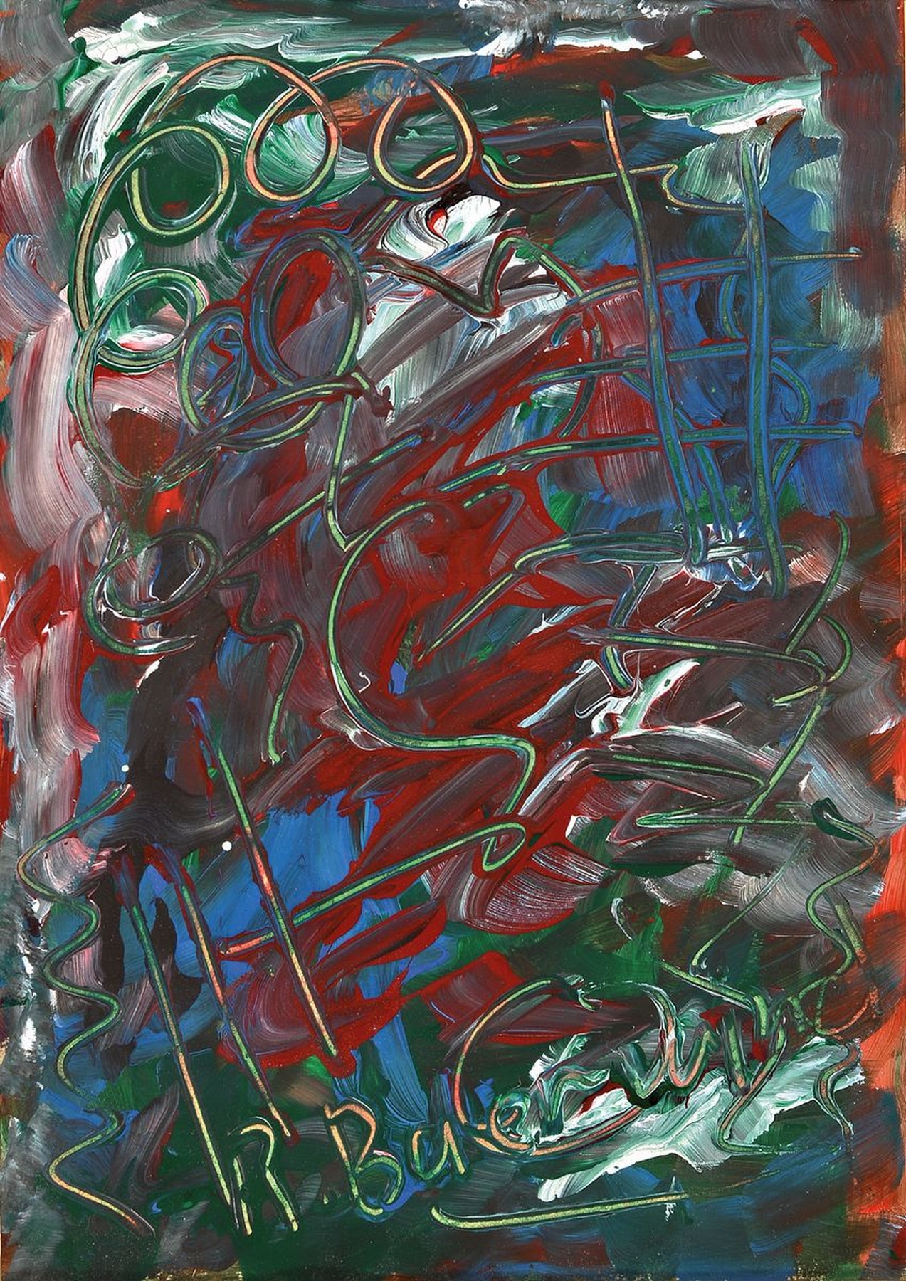 Rudi Baerwind, 1910-1982 Mannheim, Studium in Berlin, München und Paris, war Schüler von Fernand Leger, hier: Abstrakte Komposition, Öl/Papier, ...