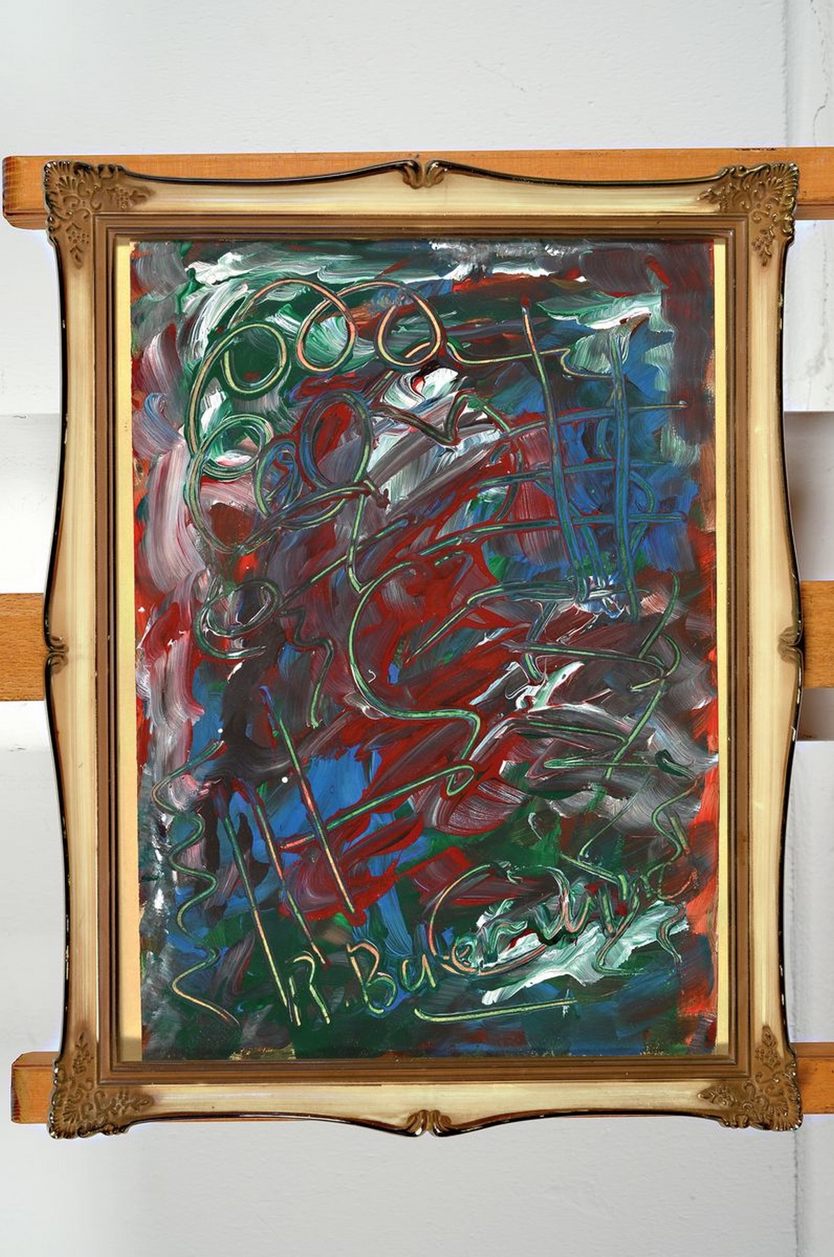 Detail k: Rudi Baerwind, 1910-1982 Mannheim, Studium in Berlin, München und Paris, war Schüler von Fernand Leger, hier: Abstrakte Komposition, Öl/Papier, ...