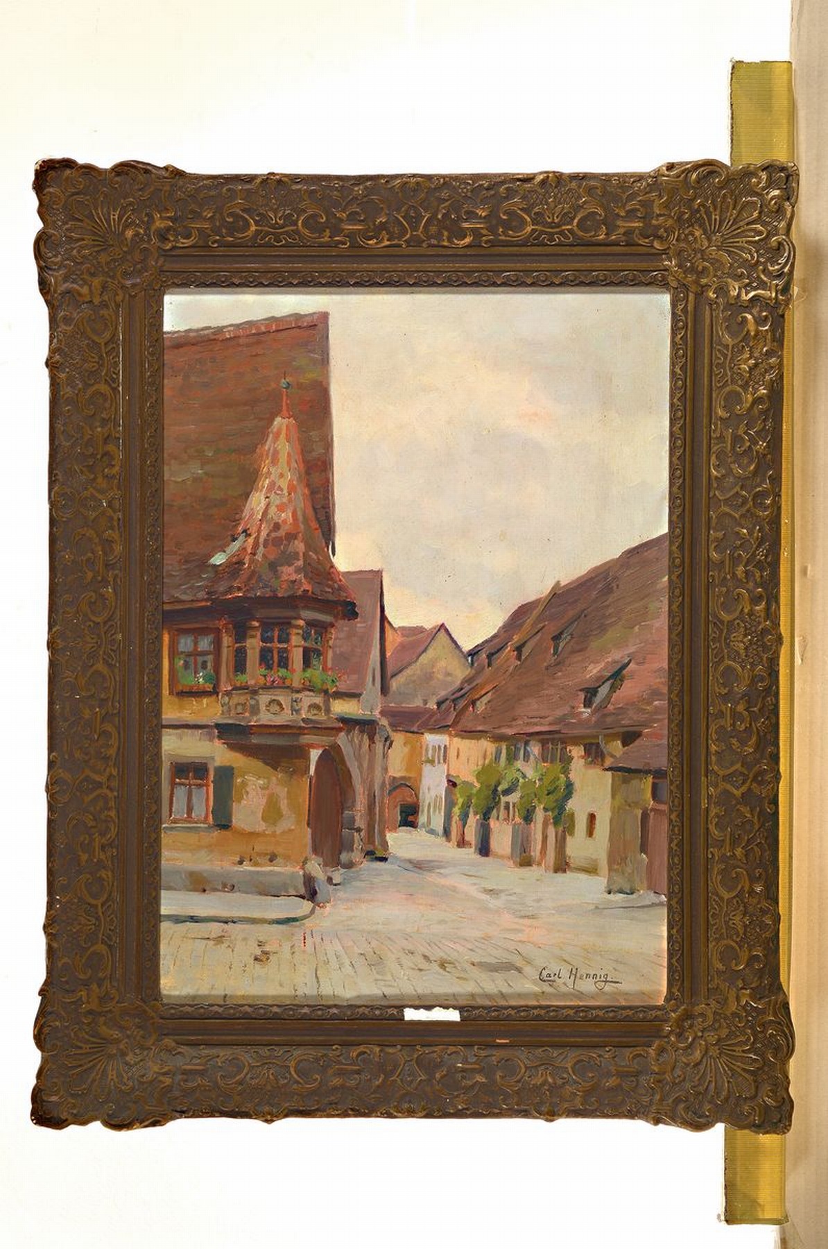 Detail k: Carl Hennig, 1871 Dresden-1959 Handorf, Studium an der Akademie München, Schüler des Heinrich von Zügel, hier: Feuerleinerker in Rothenburg o.d. ...