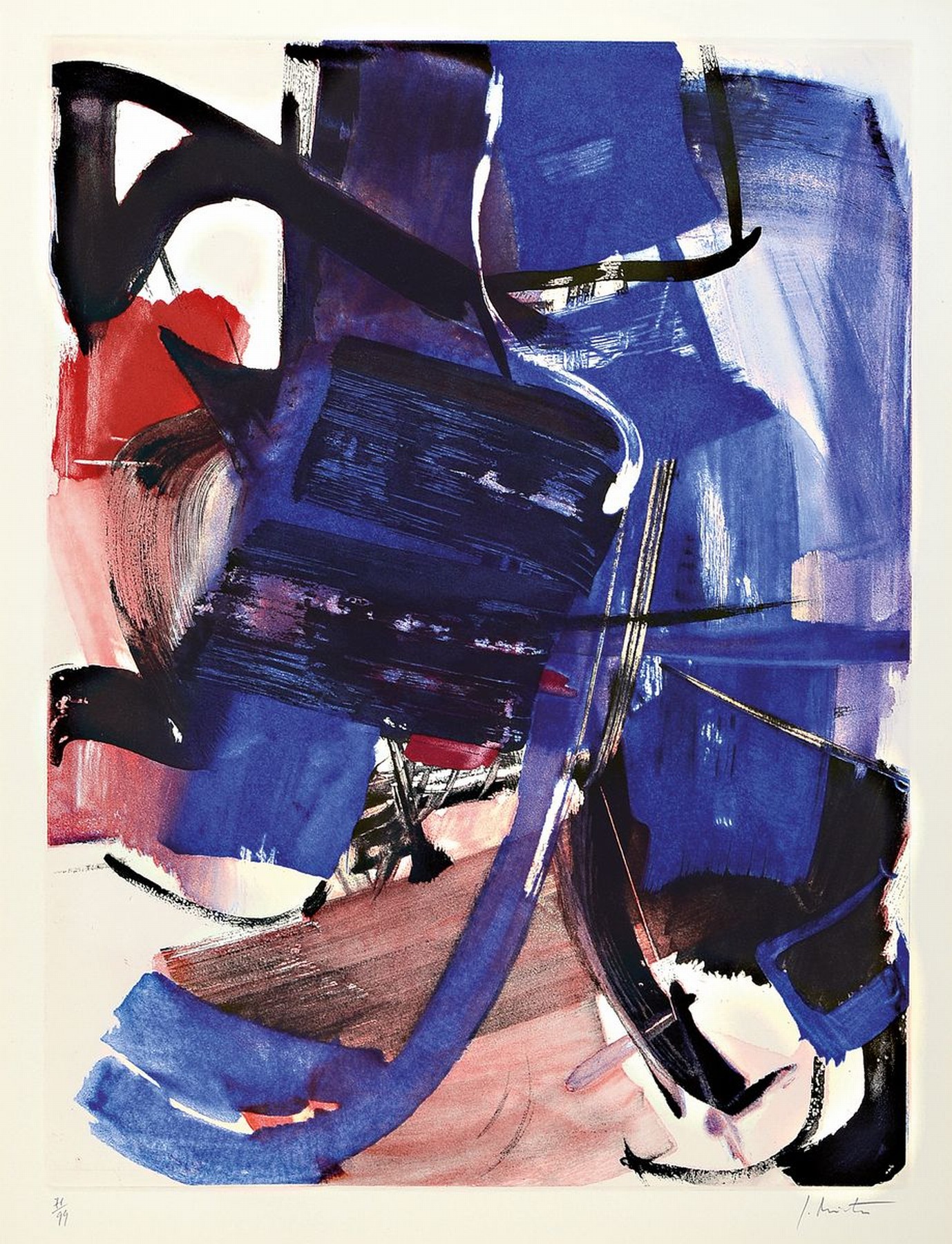 Jean Miotte, 1926-2016, Ohne Titel, Farblithographie, handsigniert und num. 71x99cm, ca. 58x44cm, PP, u.Gl., R. ca. 90x72cm
