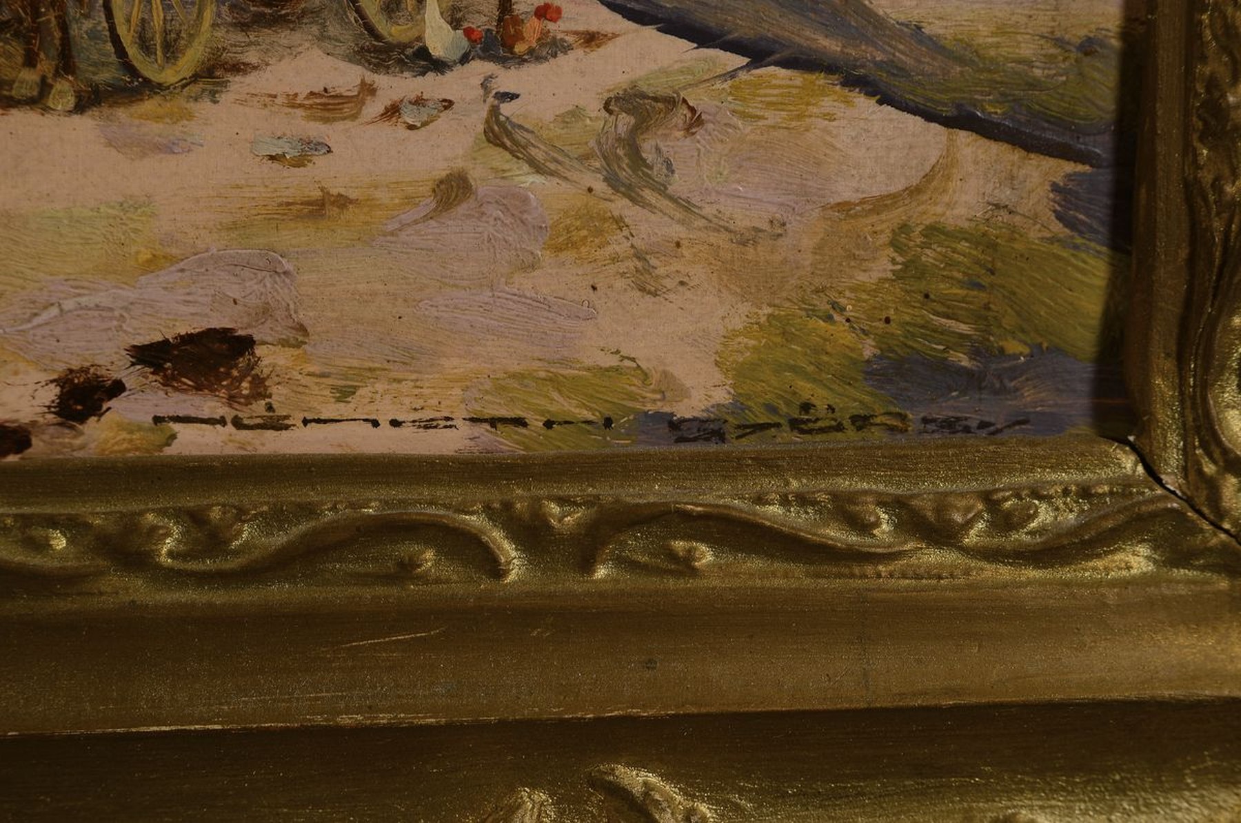 Detail a: György Nemeth, 1890-1962, Ungarn, Sommerliche Landschaft in Ungarn, Öl/Malkarton, rechts unten signiert, ca. 25x 35cm, ca. 37x47cm, Rahmen besch.