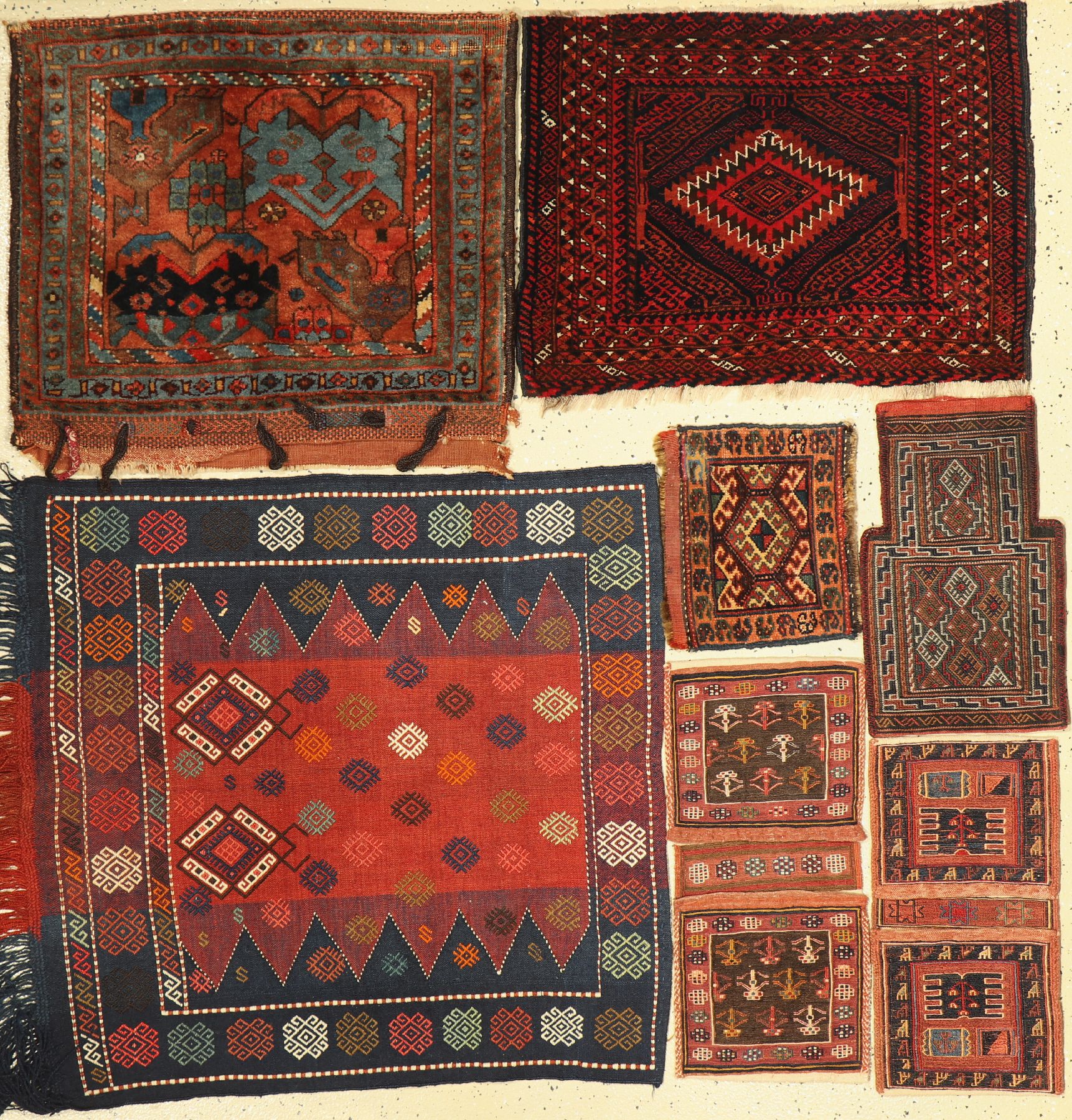(7 Lots) Taschen und 1x Sofreh alt, Persien, um 1940-1960, EHZ: 2-3