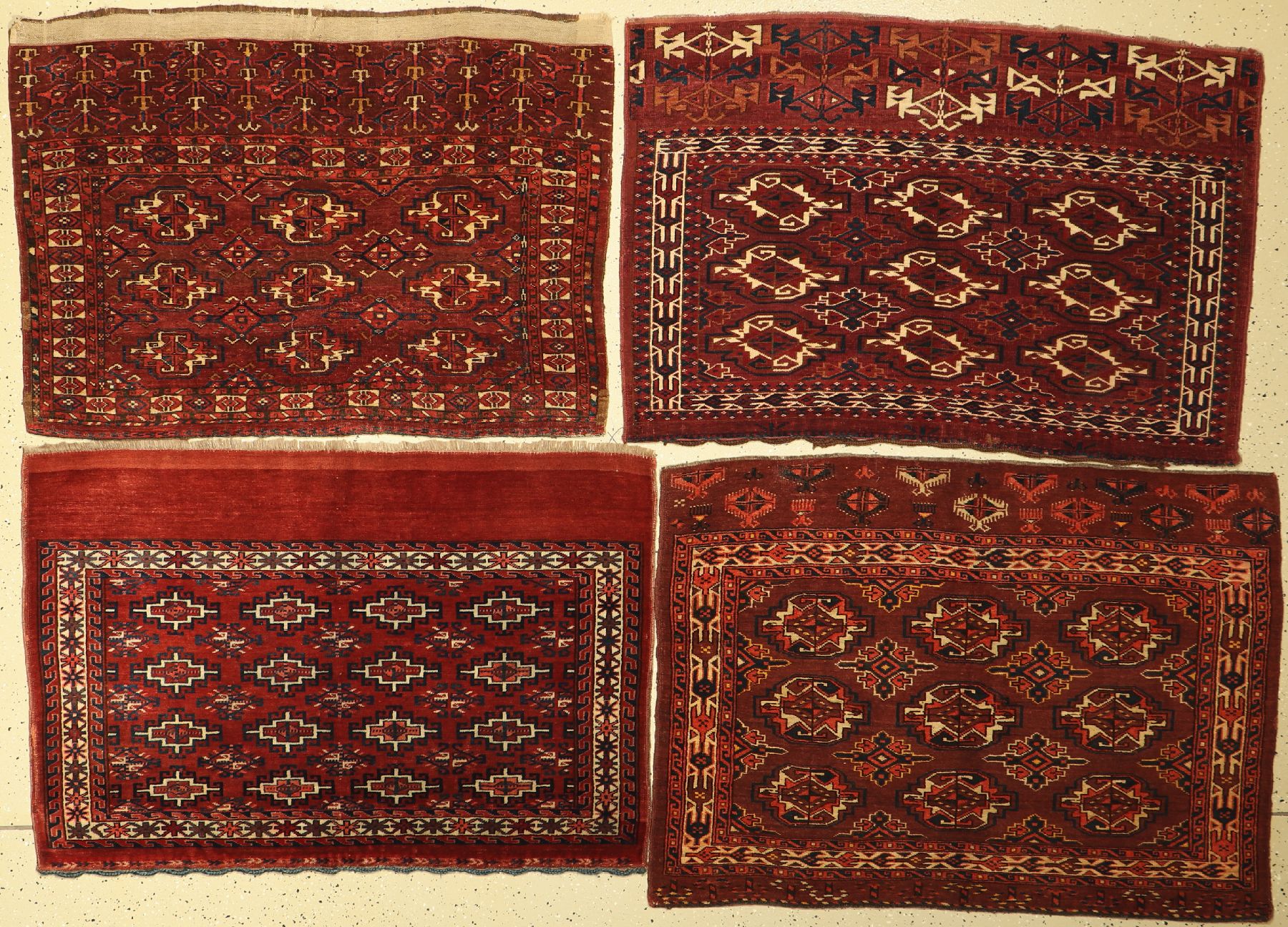 (4 Lots) Yomud Tschowals alt/antik, Turkmenistan, um 1890-1920, EHZ: 2-3