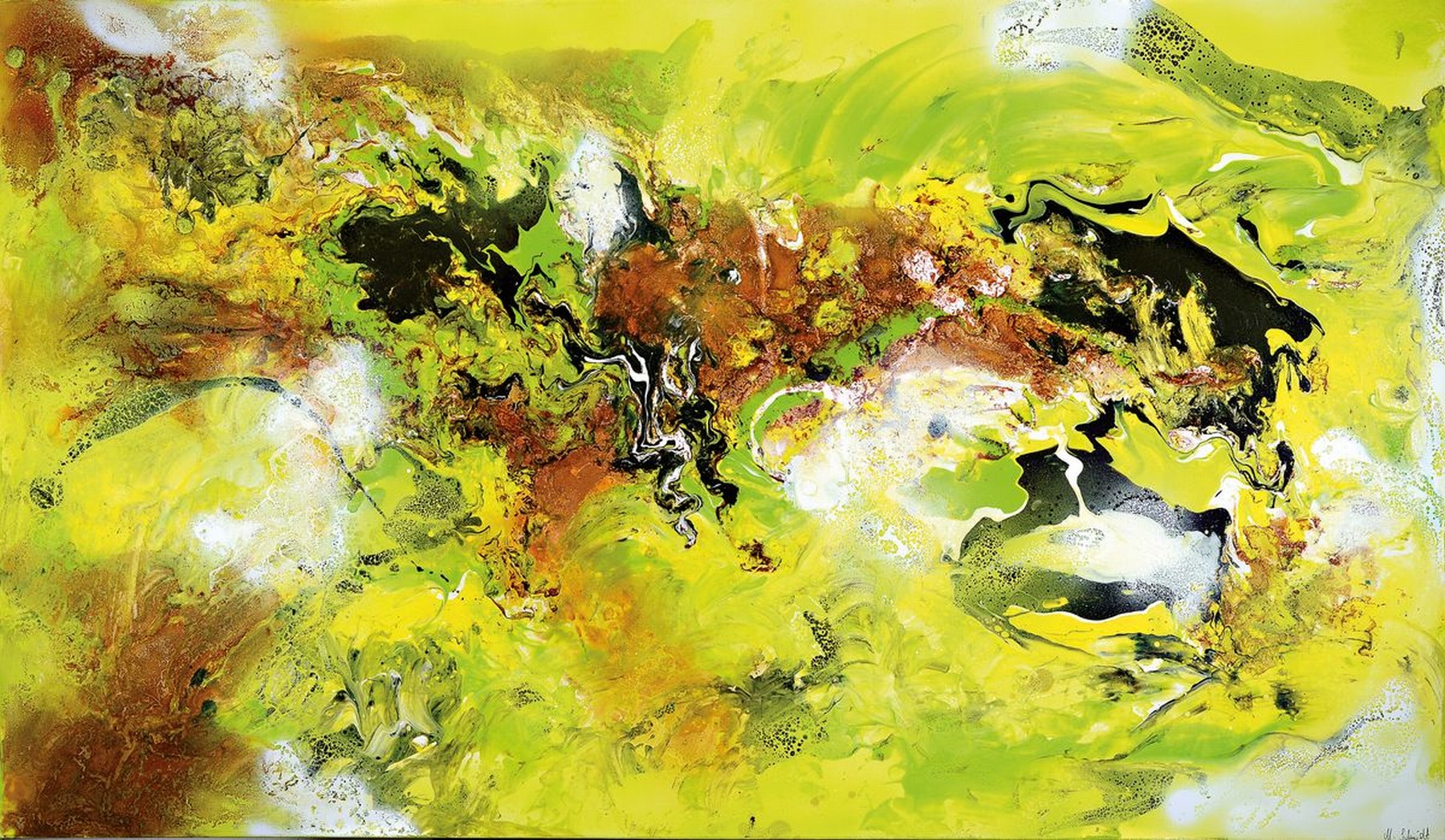Marion Schmidt, geb. 1963 Eschwege, Grüne Kraft, Acryl/Lwd, rechts unten signiert, ca. 70x120cm