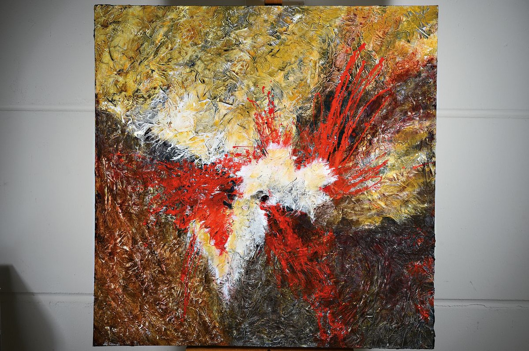 Detail k: Marion Schmidt, geb. 1963 Eschwege, Eruption, Acryl/Lwd, links unten signiert, ca. 100x100cm