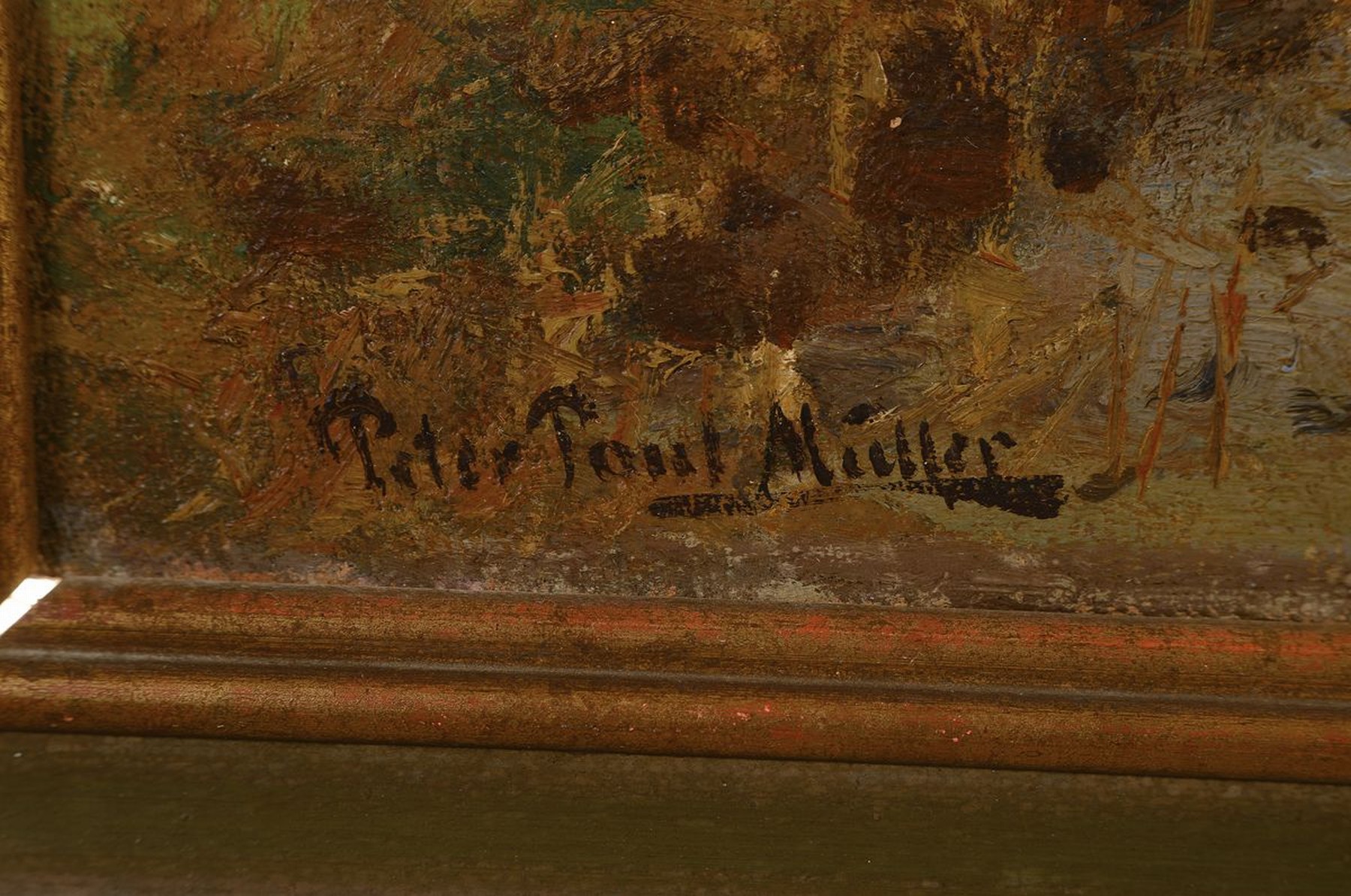 Detail a: Peter Paul Müller, 1853 Berlin-1930 Gauting, Studium an der Kunstschule Weimar und an der Akademie München, hier: Herbstliche Landschaft mit ...