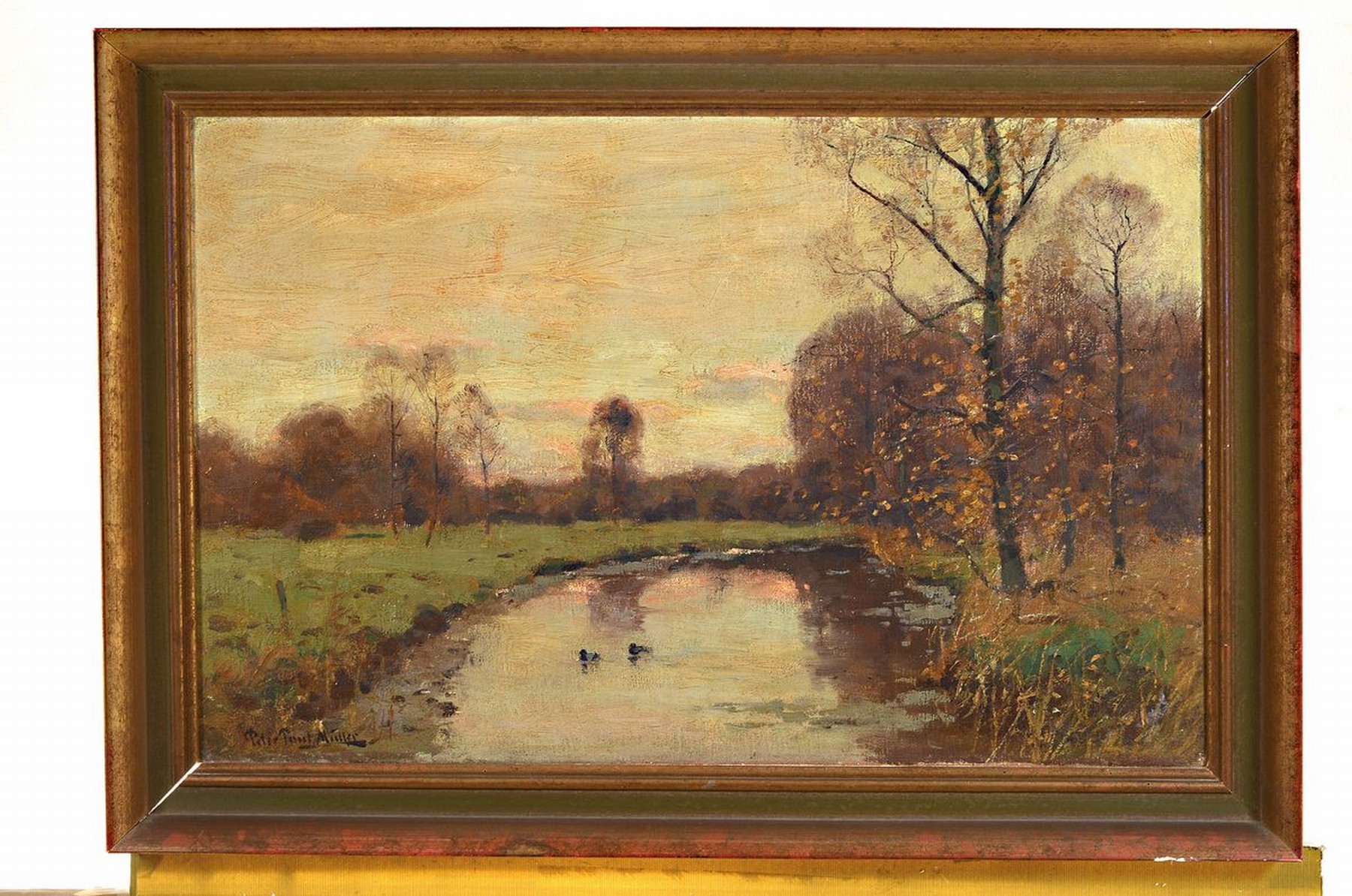 Detail k: Peter Paul Müller, 1853 Berlin-1930 Gauting, Studium an der Kunstschule Weimar und an der Akademie München, hier: Herbstliche Landschaft mit ...