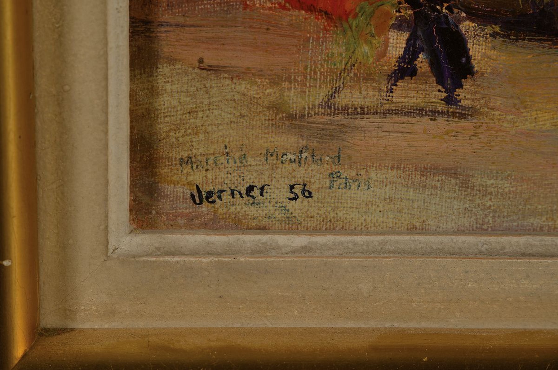 Detail c: Joseph Werner Baer, Mitte 20. Jh., zwei Ölgemälde: Marktszene und fröhliche Gesellschaft, vielfigurige Darstellungen, Öl/Lwd, signiert und dat. ...