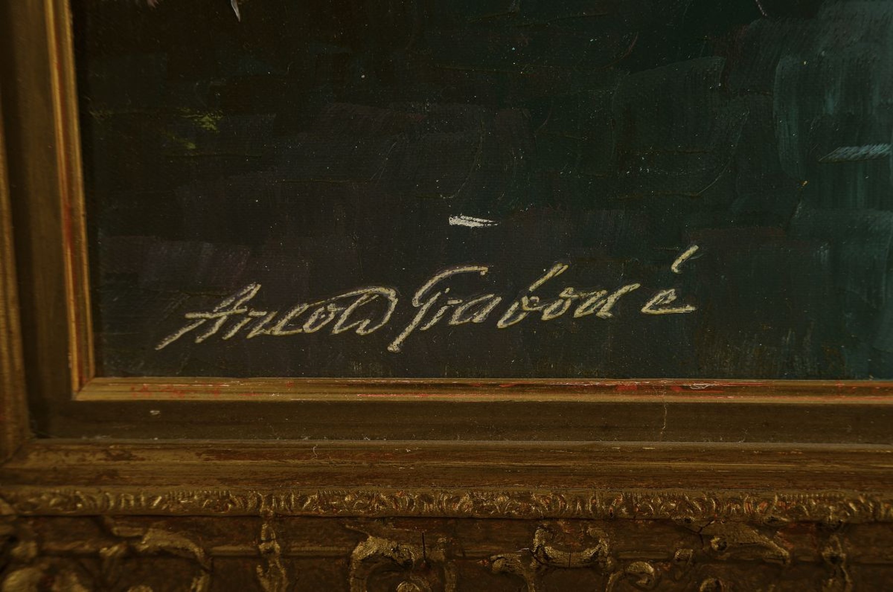 Detail a: Prof. Arnold Graboné, 1896 - 1982, Wintertag am Bach "Inntal", rückseitig auf Keilrahmen bezeichnet, Öl/Lwd., re. u. signiert, ...